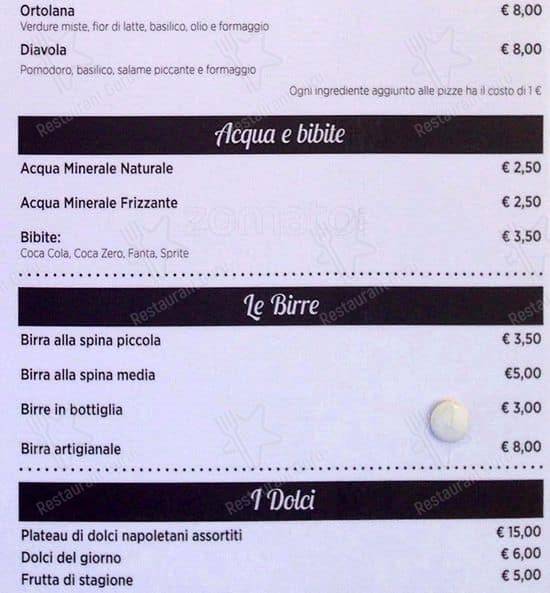 Menu de Napoli 1820 Pizzeria - Milano