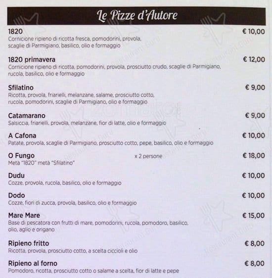 Menu de Napoli 1820 Pizzeria - Milano