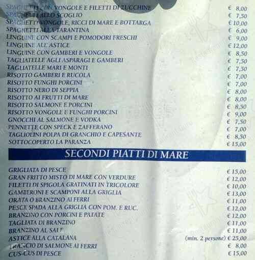 Menu de Peccati di Gola