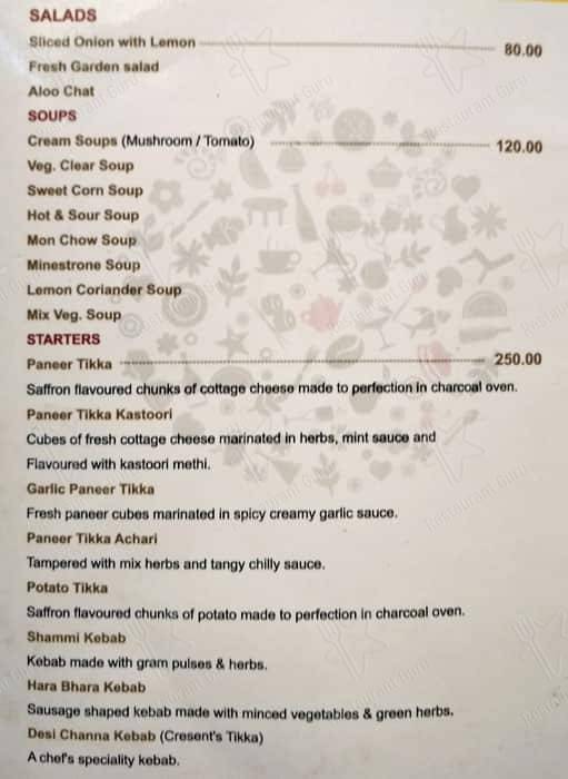 Cresent Villa menu
