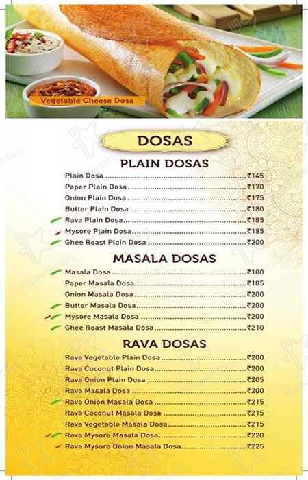 Sagar Ratna menu