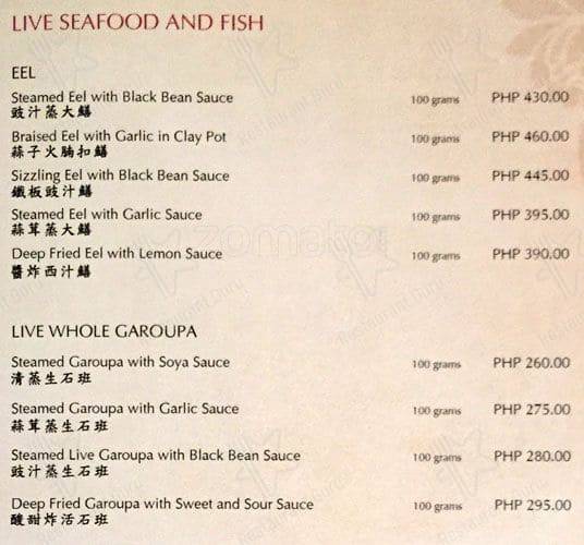 Menu at Tin Gow restaurant, Cebu City, 8WG3+5X5