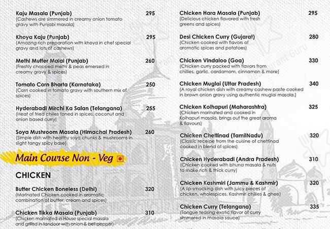 Kali Mirch Cafe & Restaurants menu