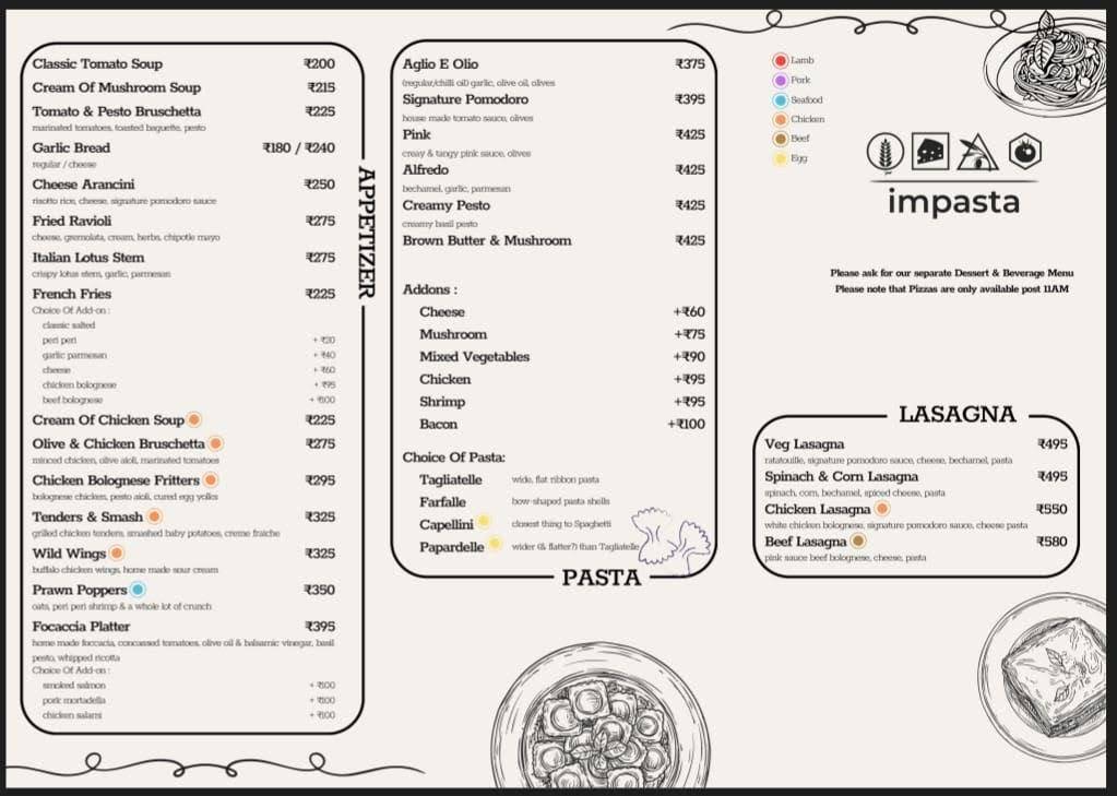 impasta menu