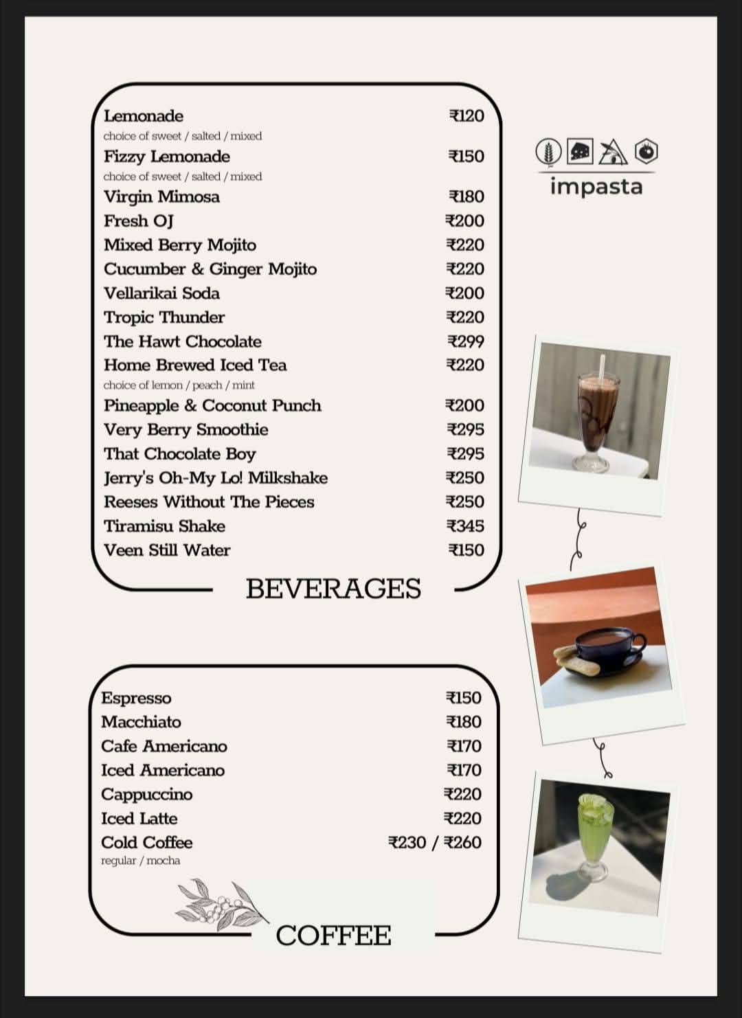 impasta menu