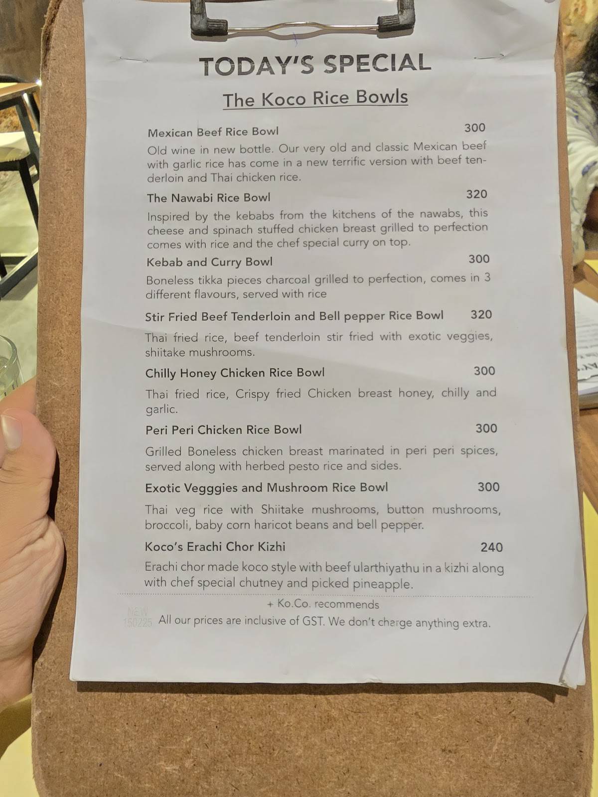 ko.co. kottayam company menu