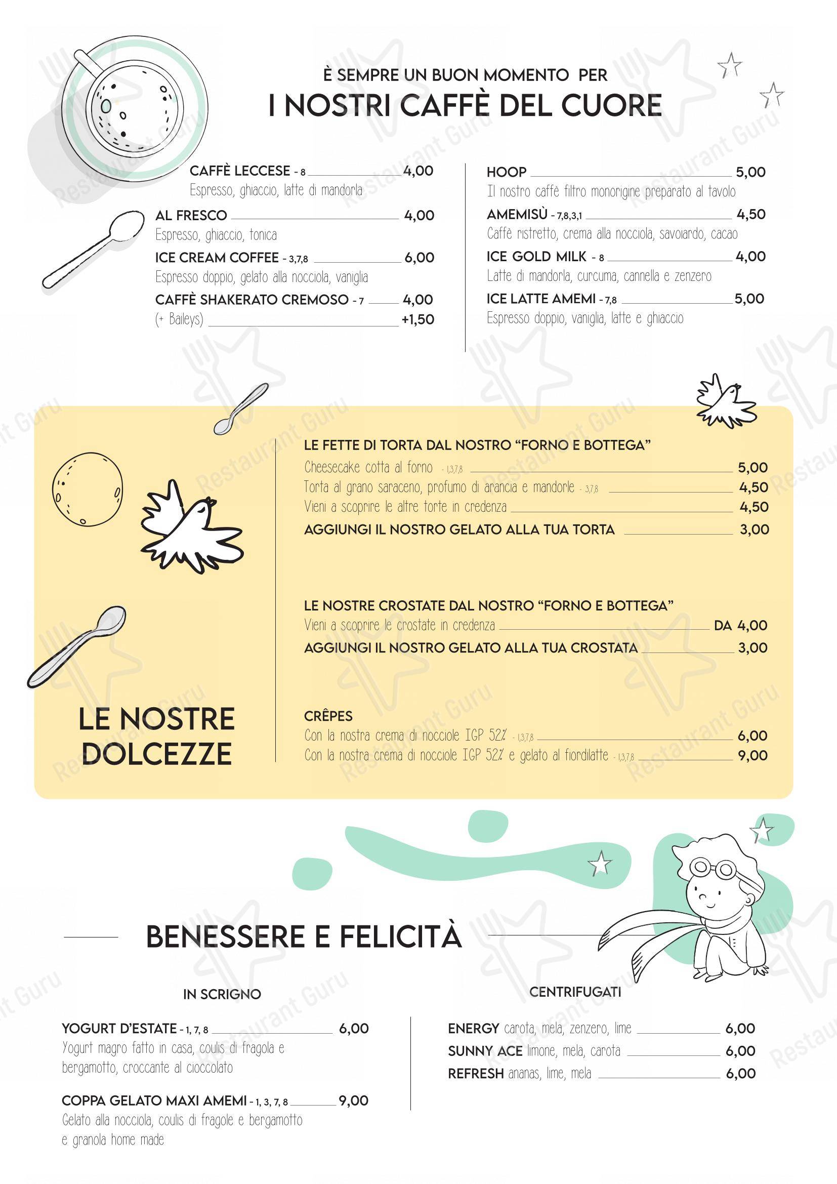 Menu per AMeMi pub & bar