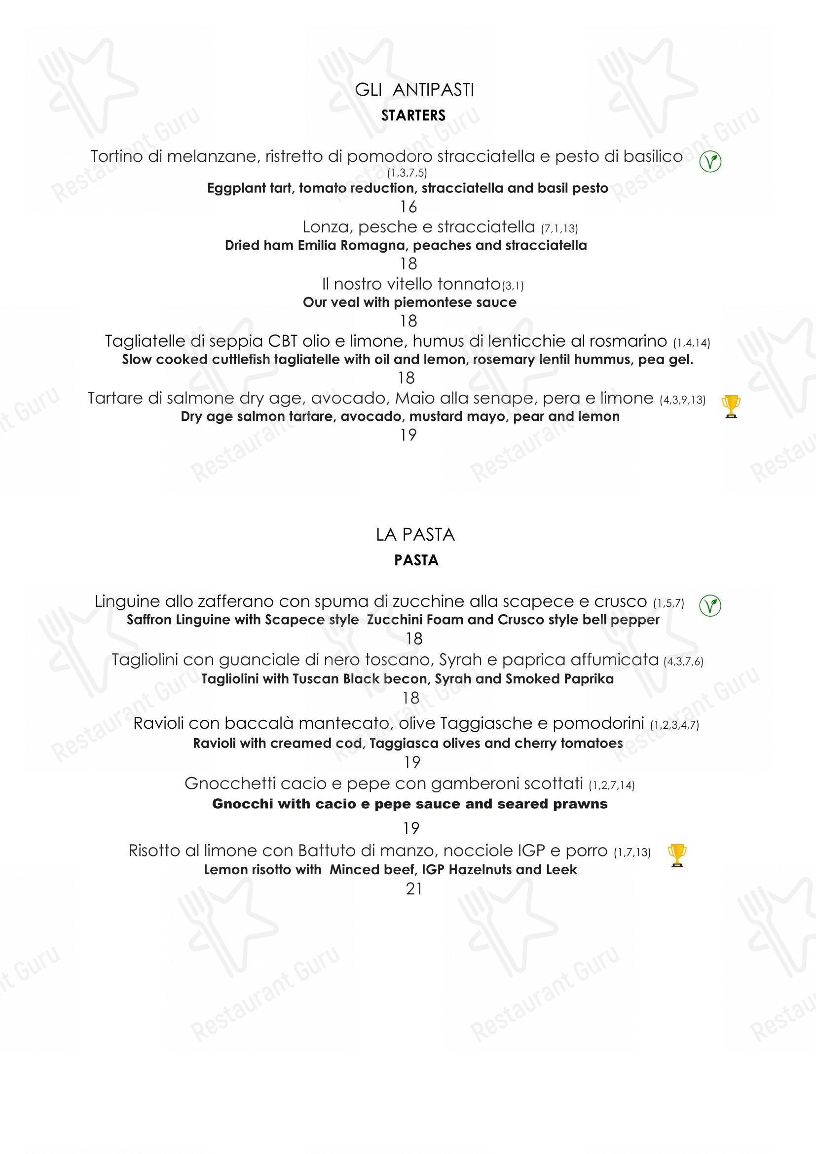 Основное меню per Aqualunae ristorante