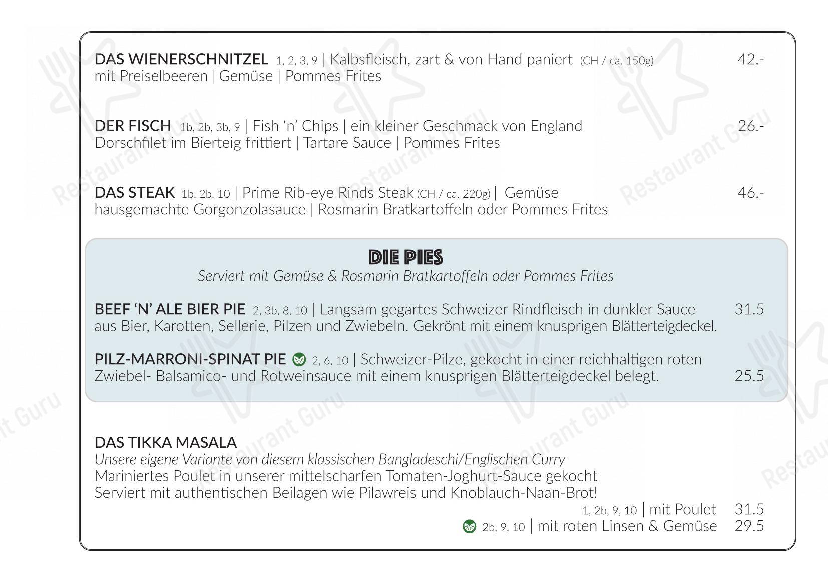 Menu bar per Berggasthaus Eggberge in Altdorf