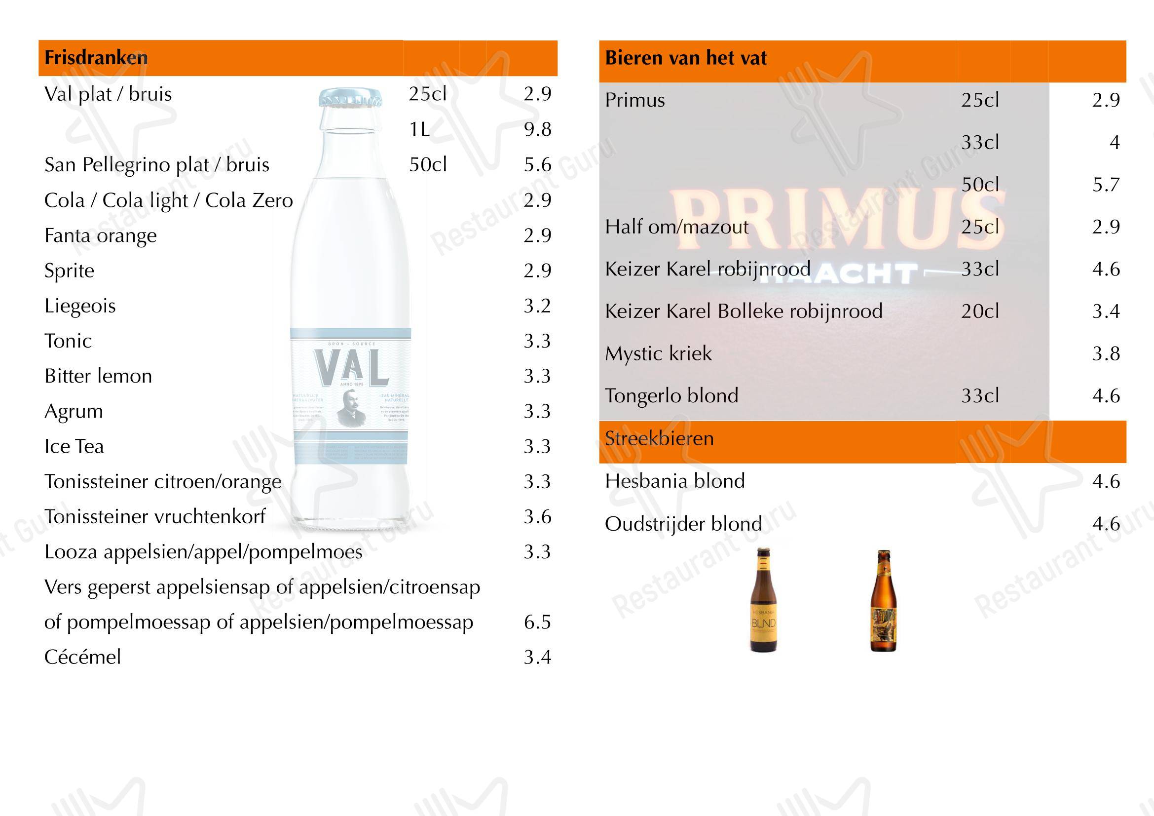 Brasserie De Waterburcht dans Riemst - Menu