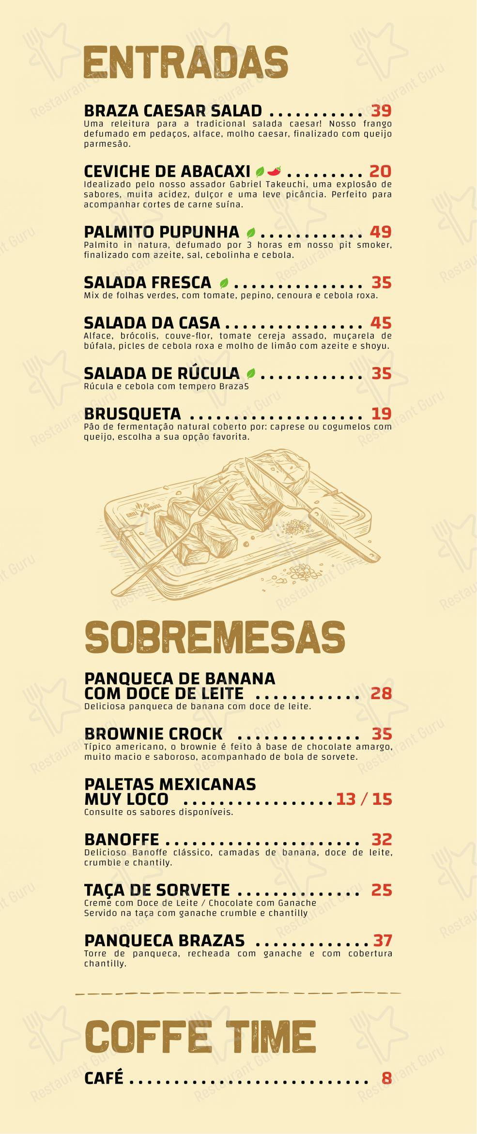 Braza5 em Mogi das Cruzes - Menu