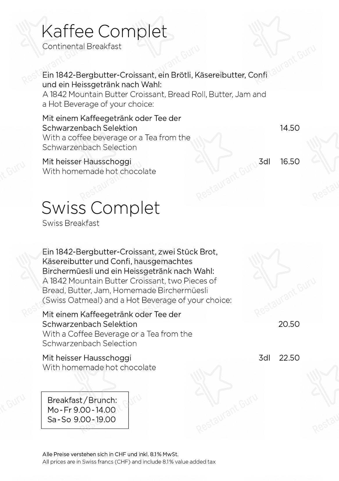 Menu per Café & Conditorei 1842 caffè bar