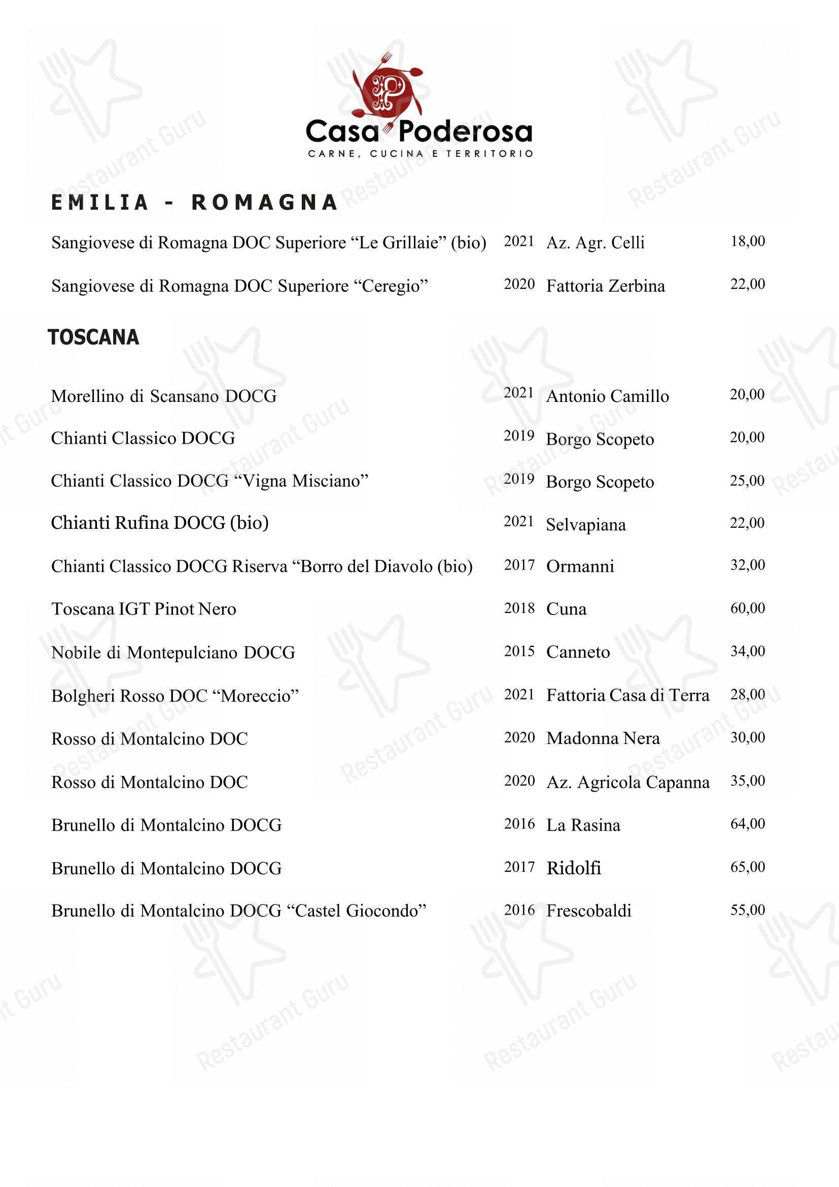 Casa Poderosa dans Pesaro - Menu