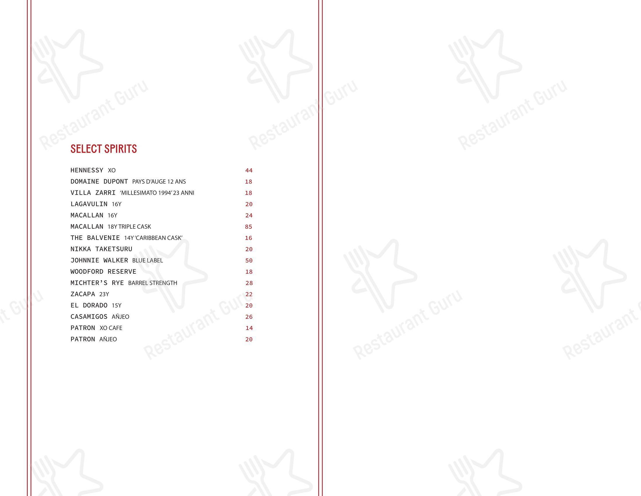 Menu pour Charlie’s Rooftop Bar - Menu bar