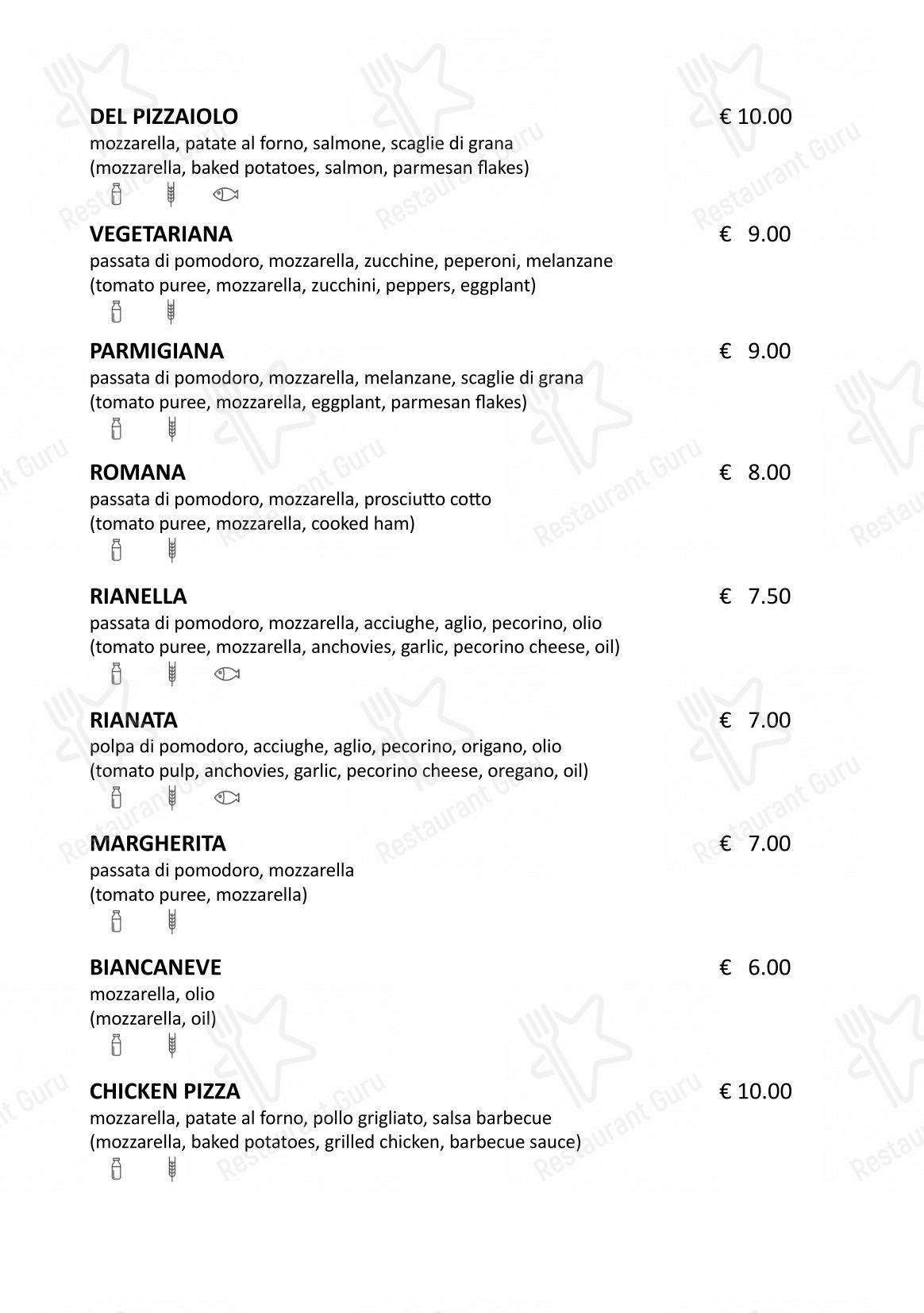 Menu di Cinquantapassi Ristorante Pizzeria - Menu bar