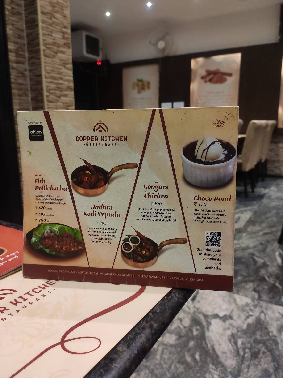 Menu at Copper Kitchen Melmaruvathur, India