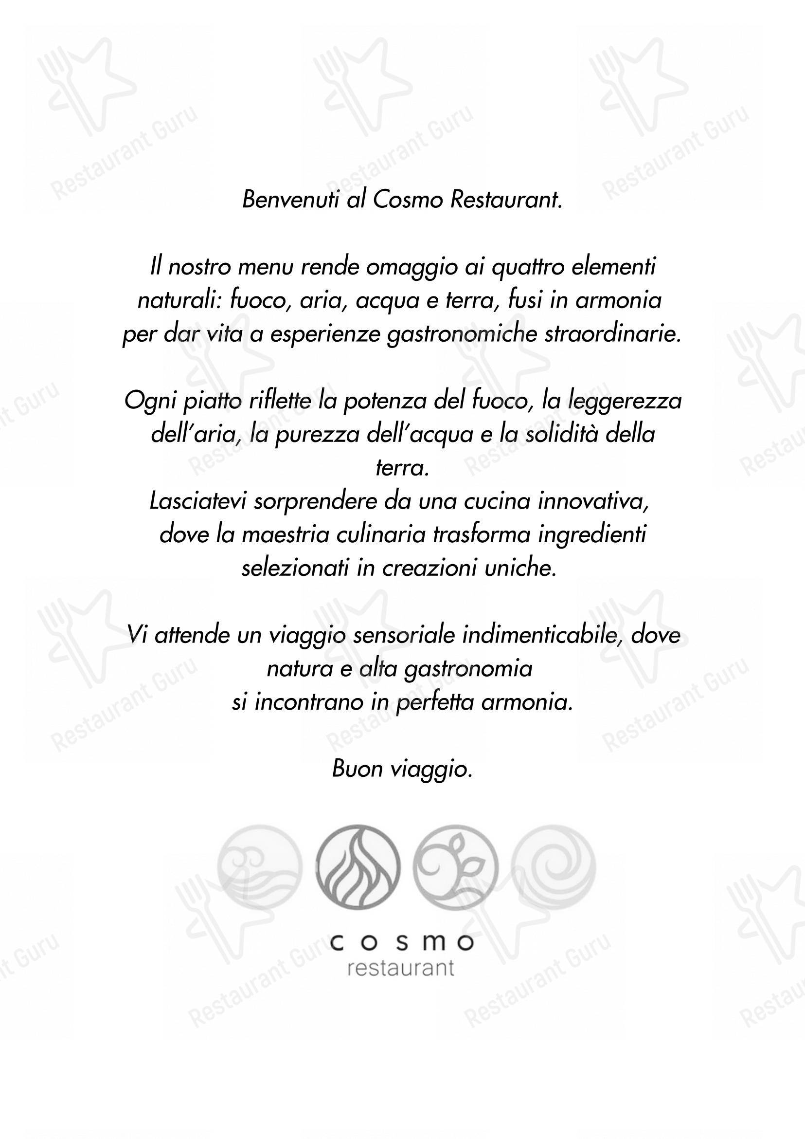 Menu bar per Cosmo Restaurant Pompei ristorante