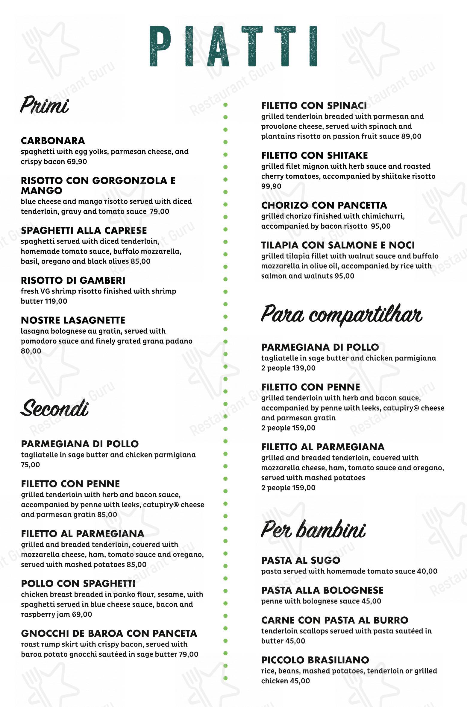 Figata Pizza & Pasta - Shopping Vitória - Menu