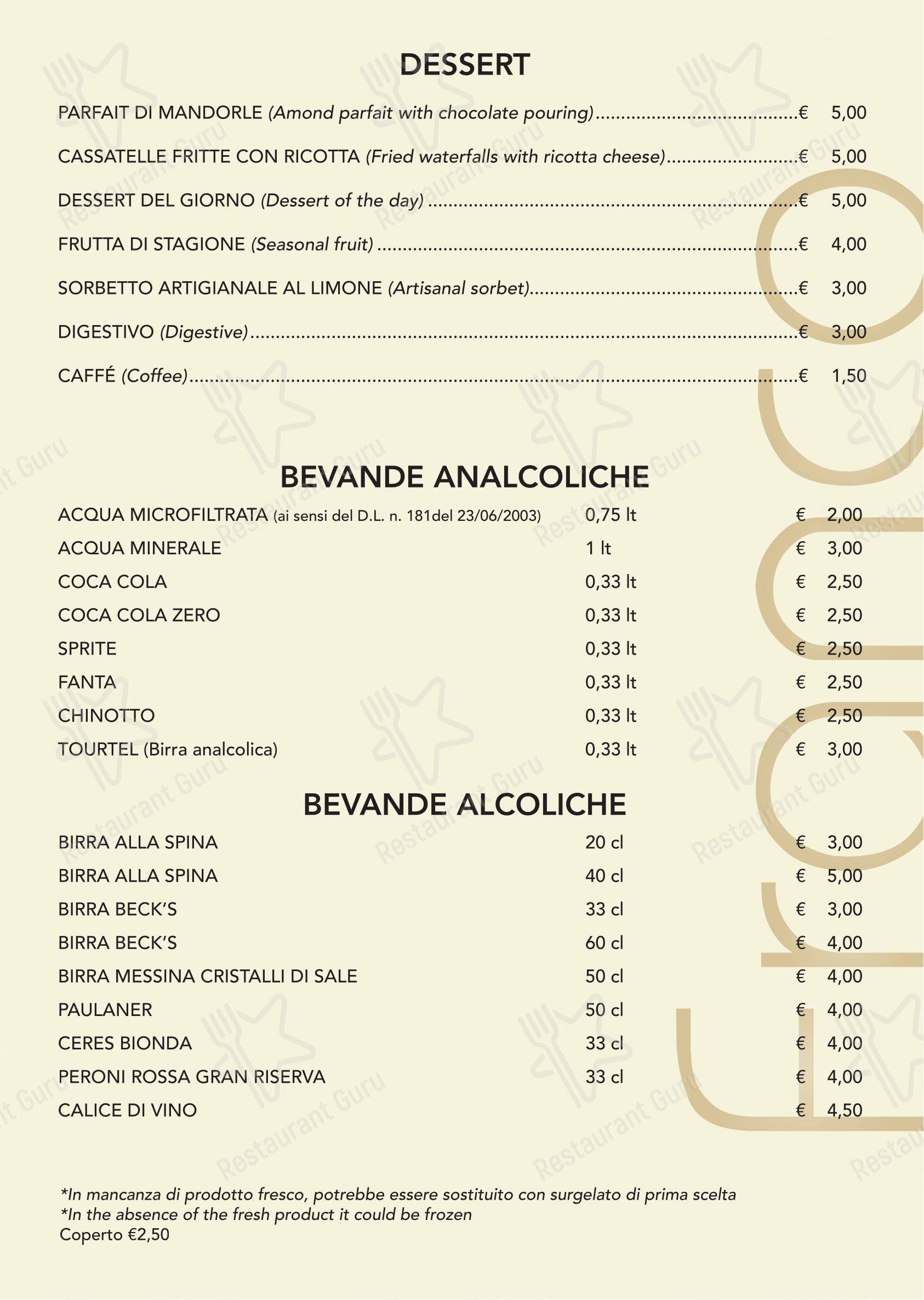 Menu di Ristorante Pizzeria Franco - Menu