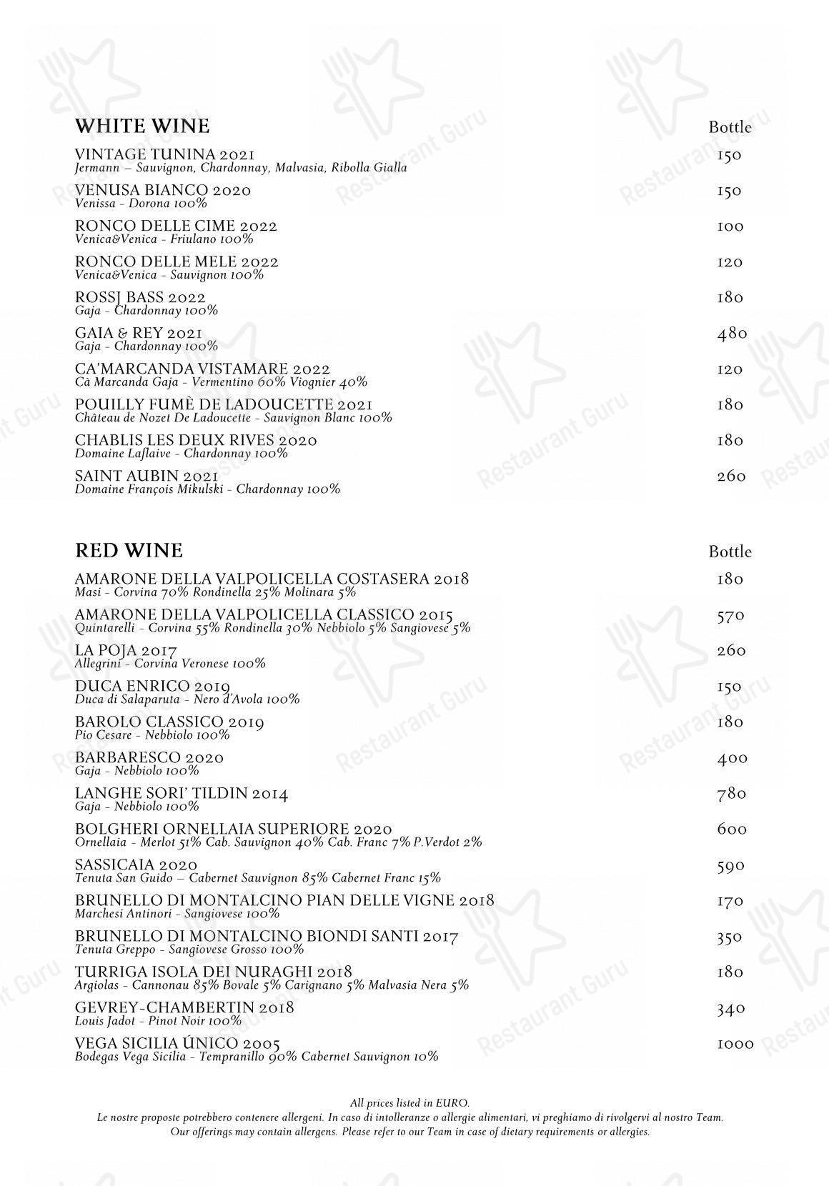 Menu per Gio's Restaurant & Terrace ristorante