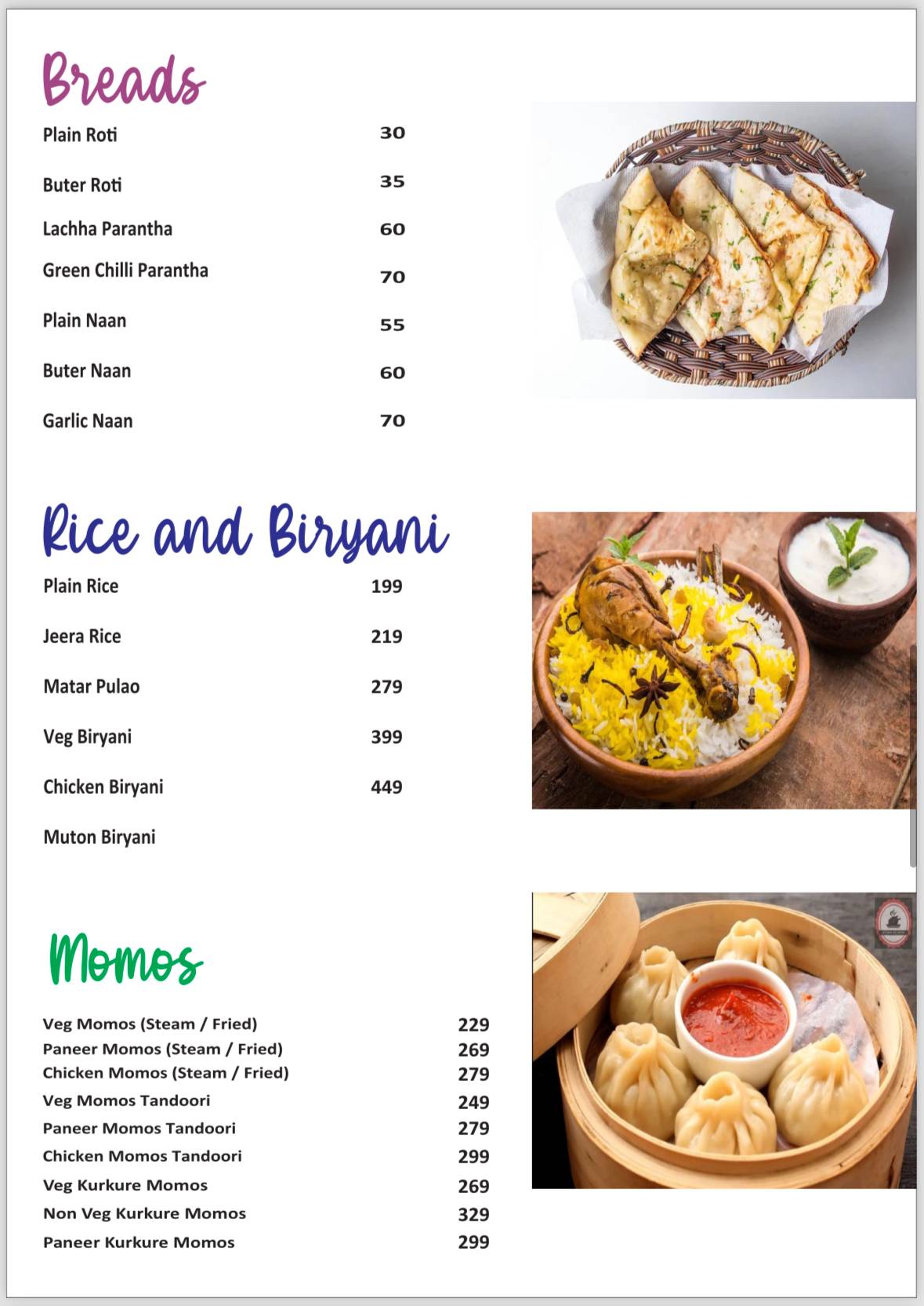 MINI GOA CAFE menu
