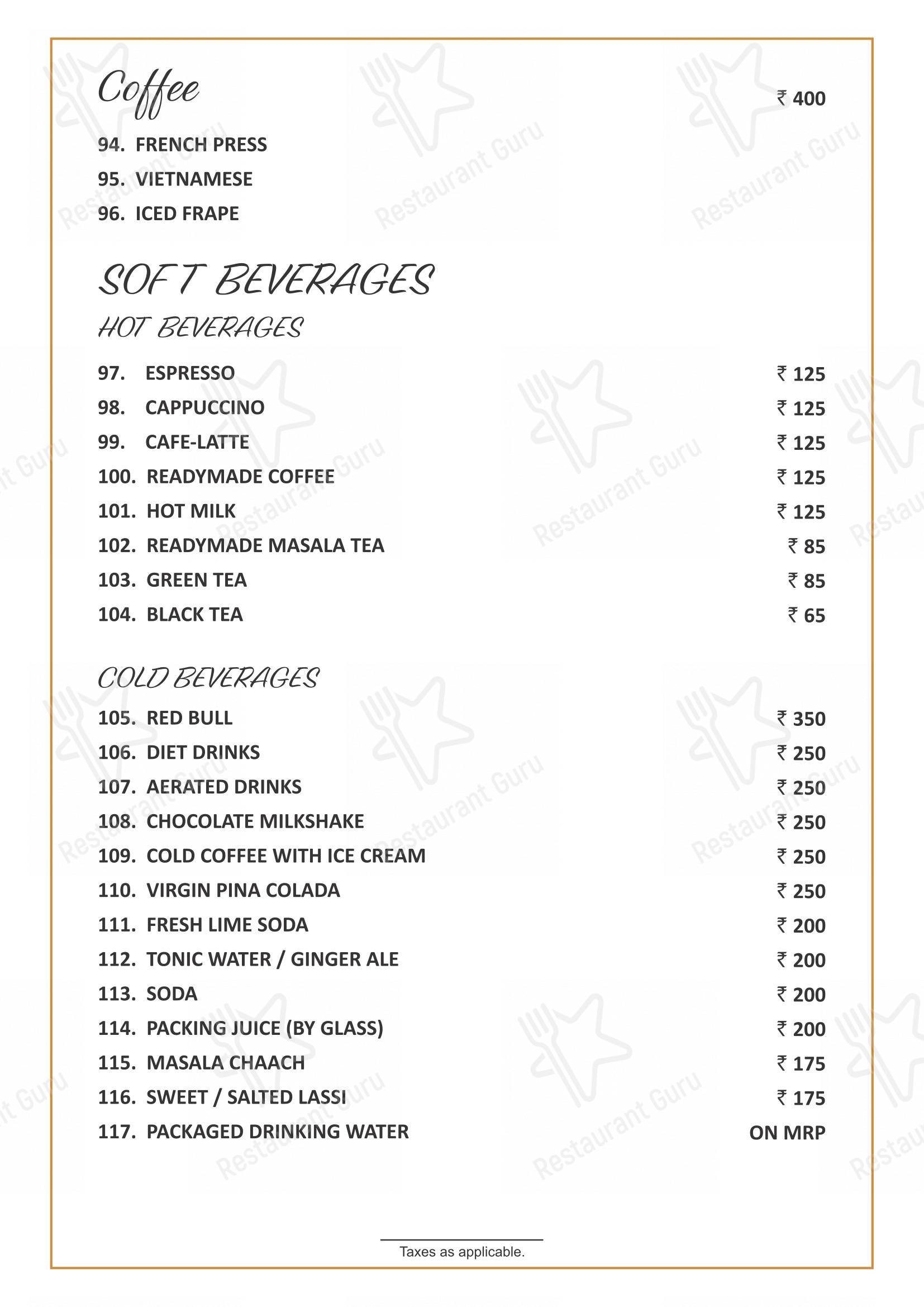 Menu for the HIVE Restaurant & Bar pub & bar