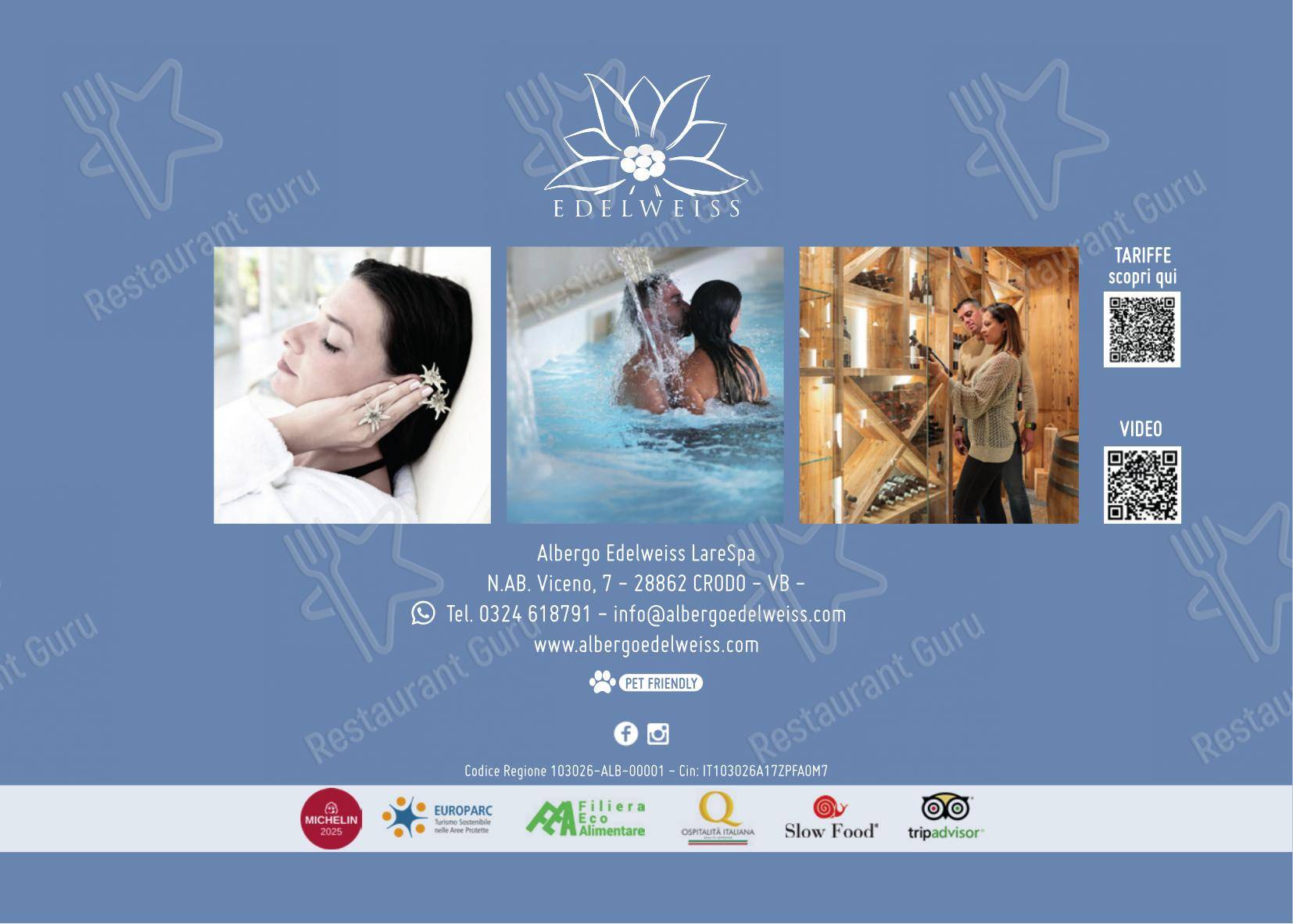 菜单 per Albergo Ristorante Edelweiss - Larespa ristorante