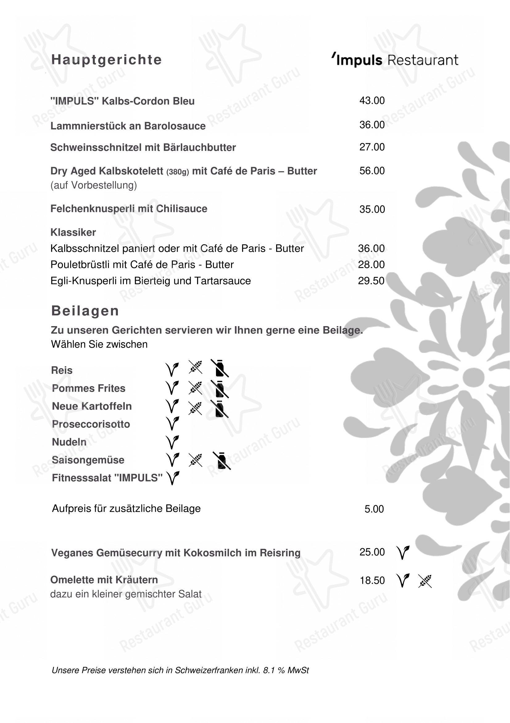 Menu di IMPULS - Restaurant - Breakfast Menu