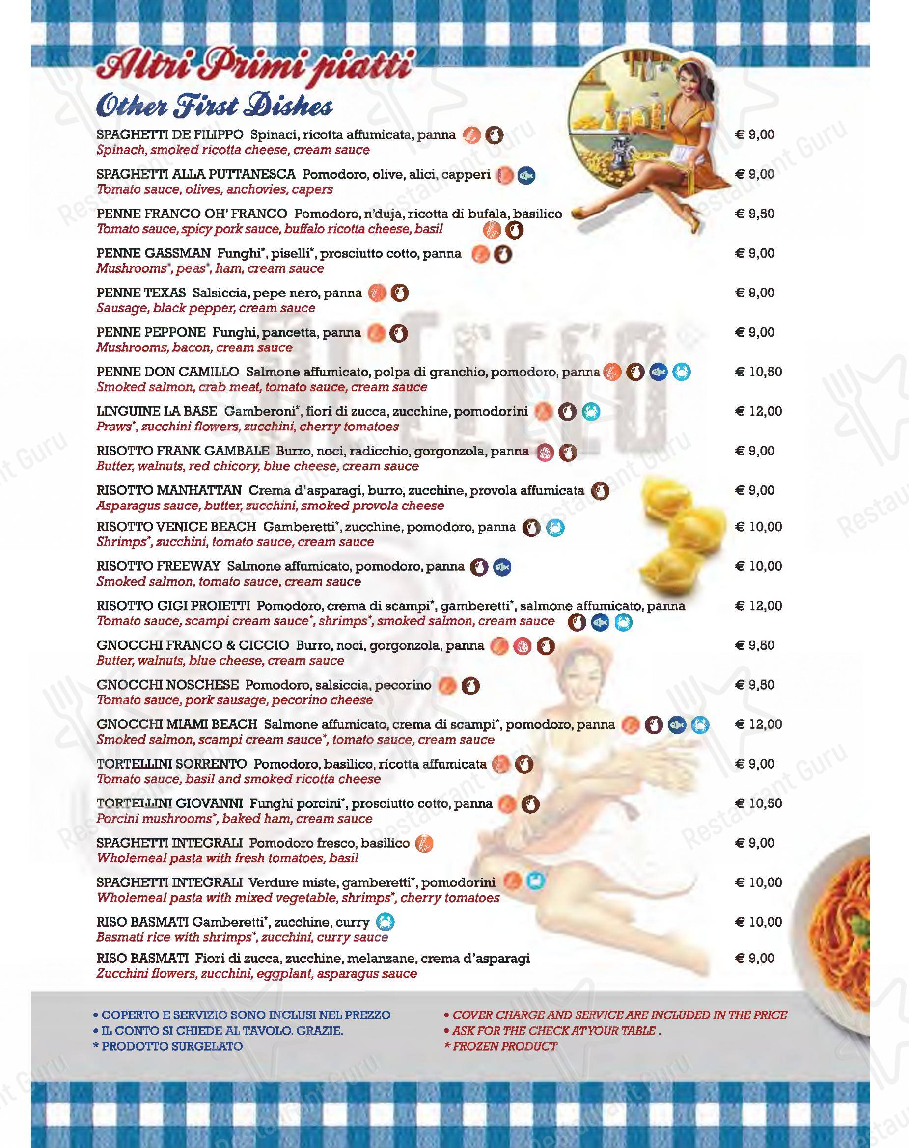 Carta de La Base Ristorante, Roma