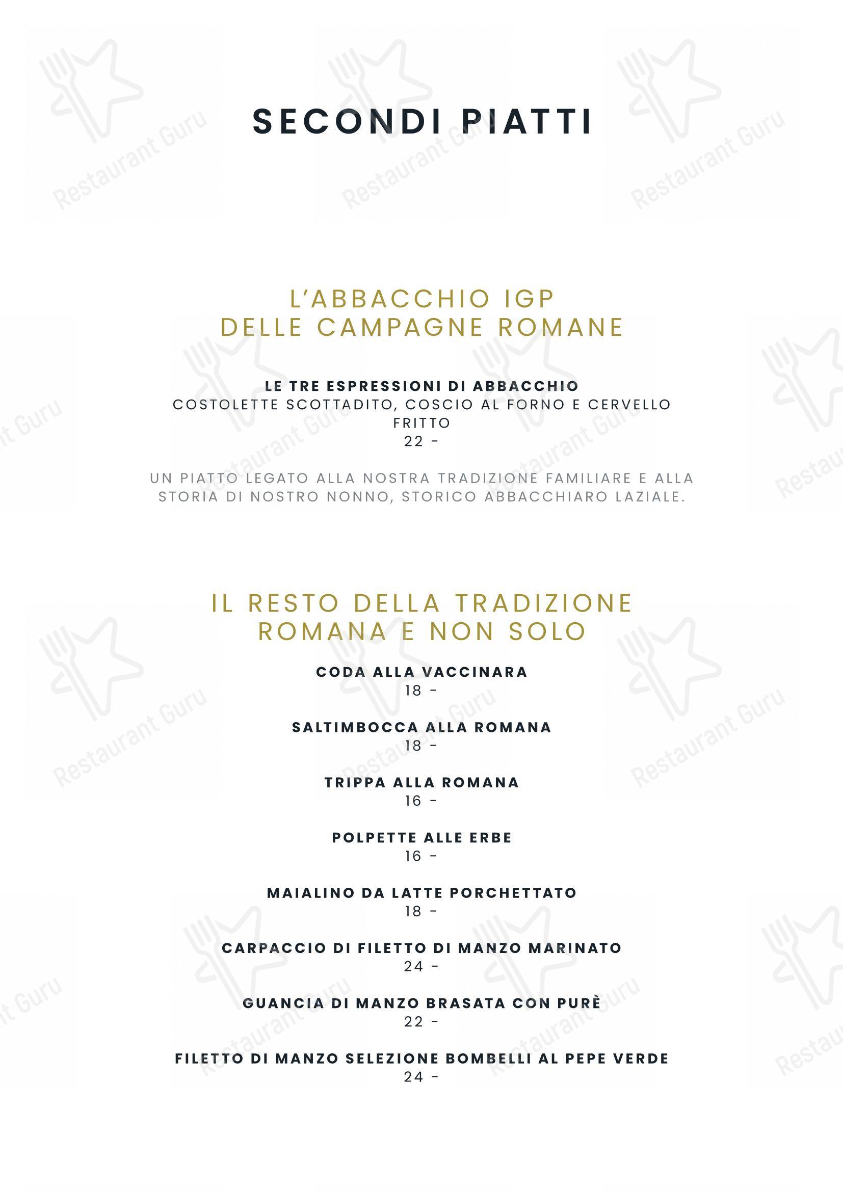 Menu di La Carbonara - Ristorante a Campo de' Fiori - Menu bar