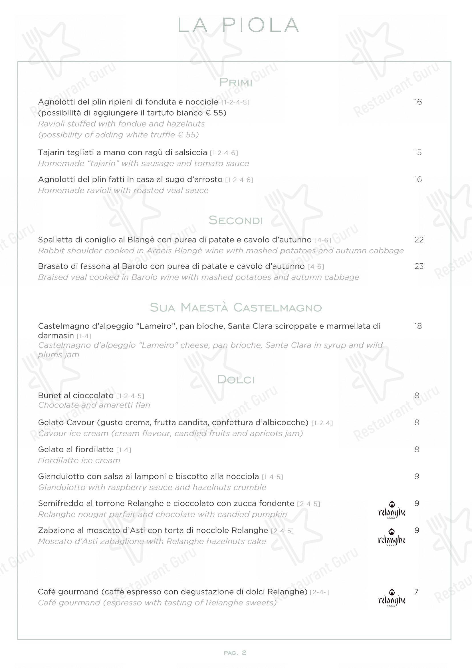 Menu di La Piola - Menu