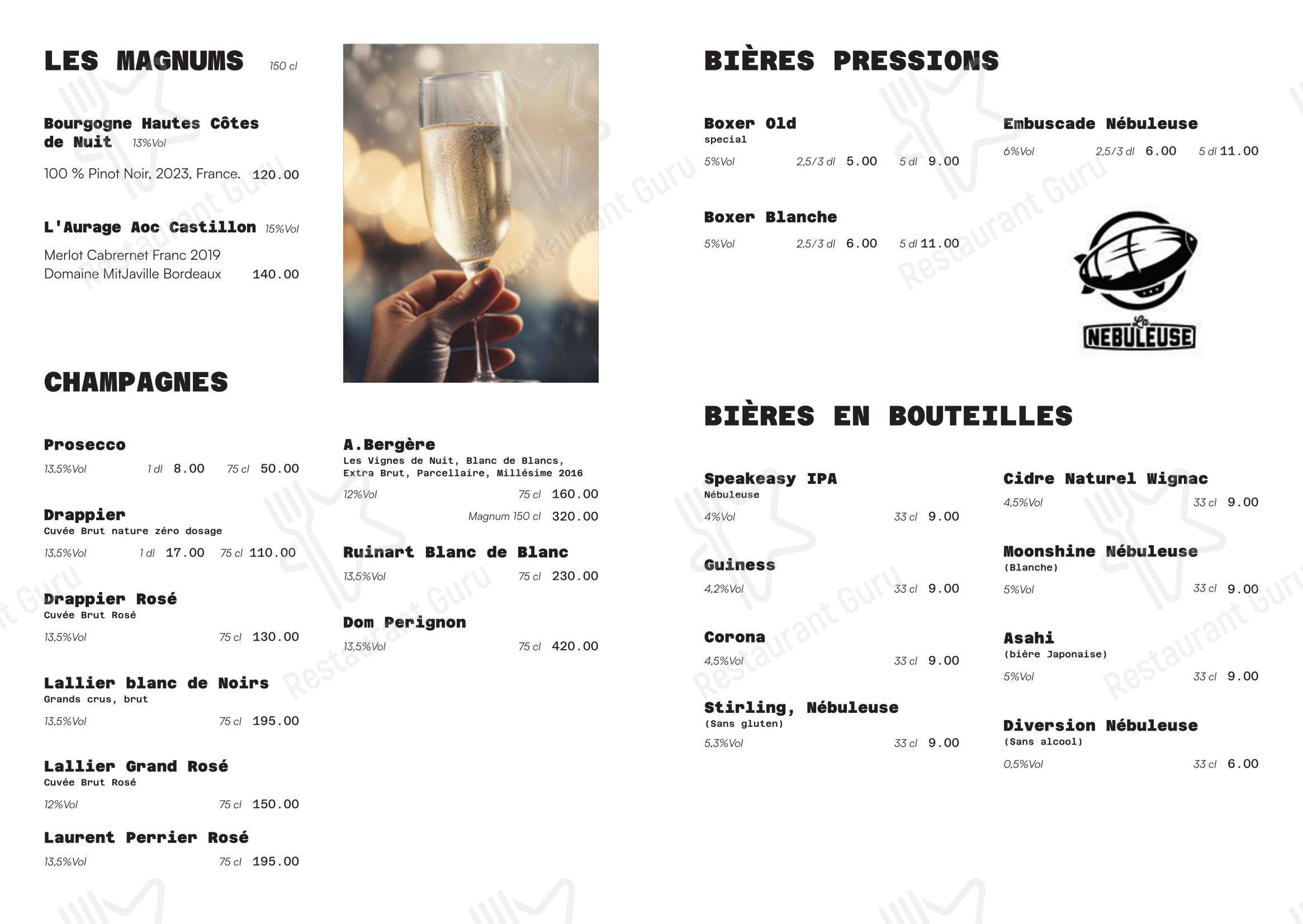 Menu bar per Lausanne Cocktail Club in Losanna