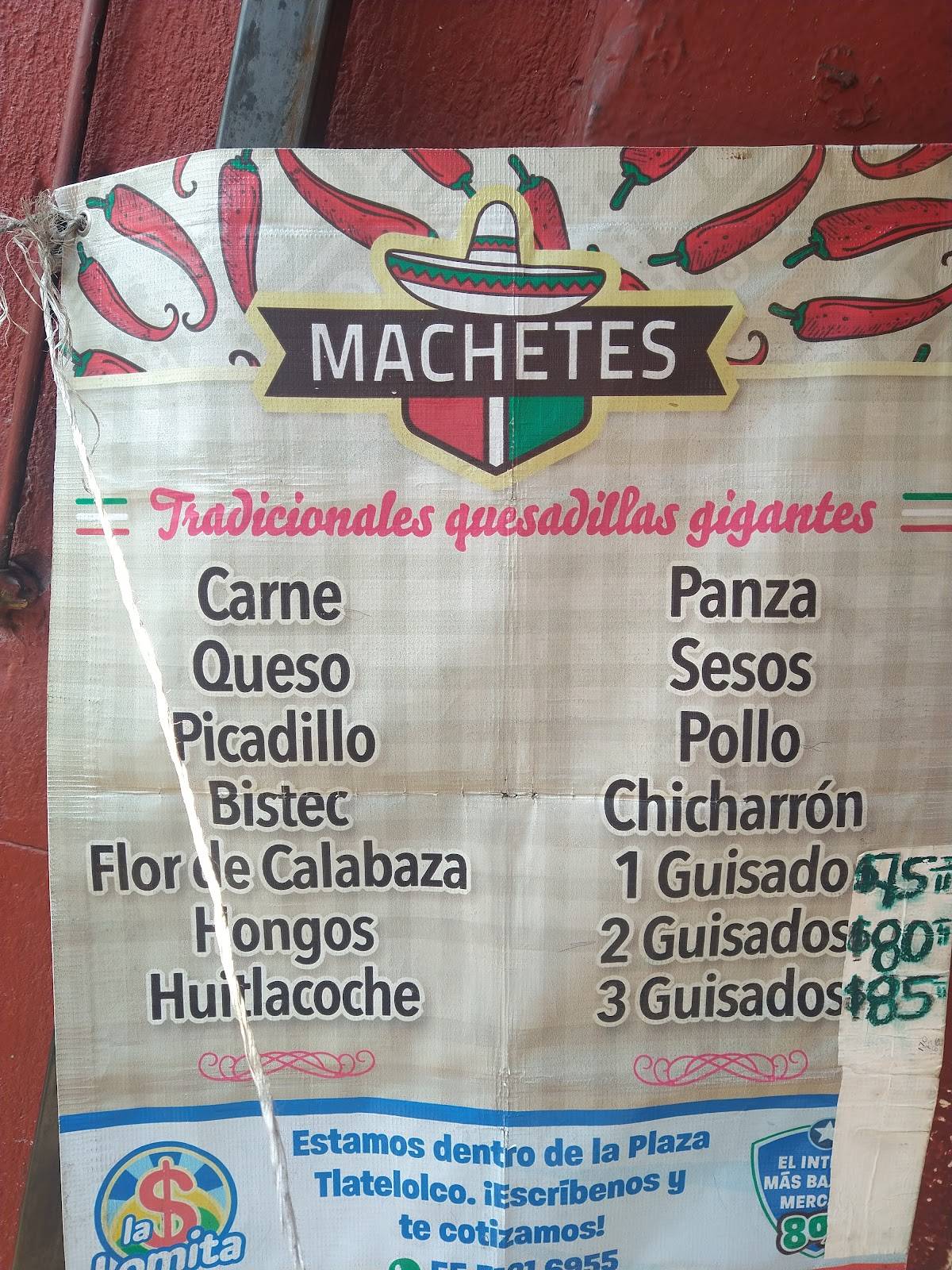 Carta del restaurante Los Machetes del la Guerrero, Mexico, Lerdo 186