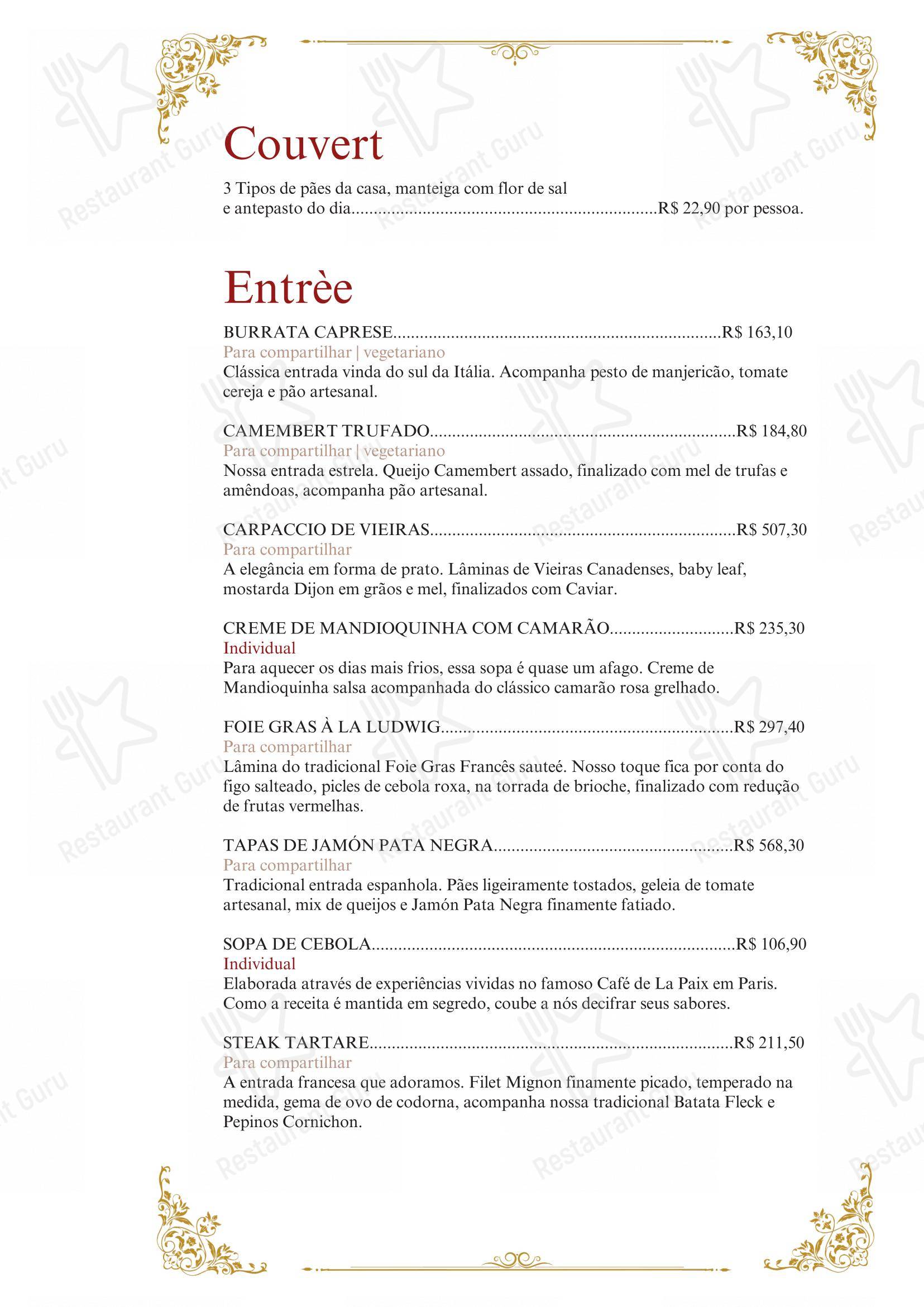 Ludwig Restaurant - Menu