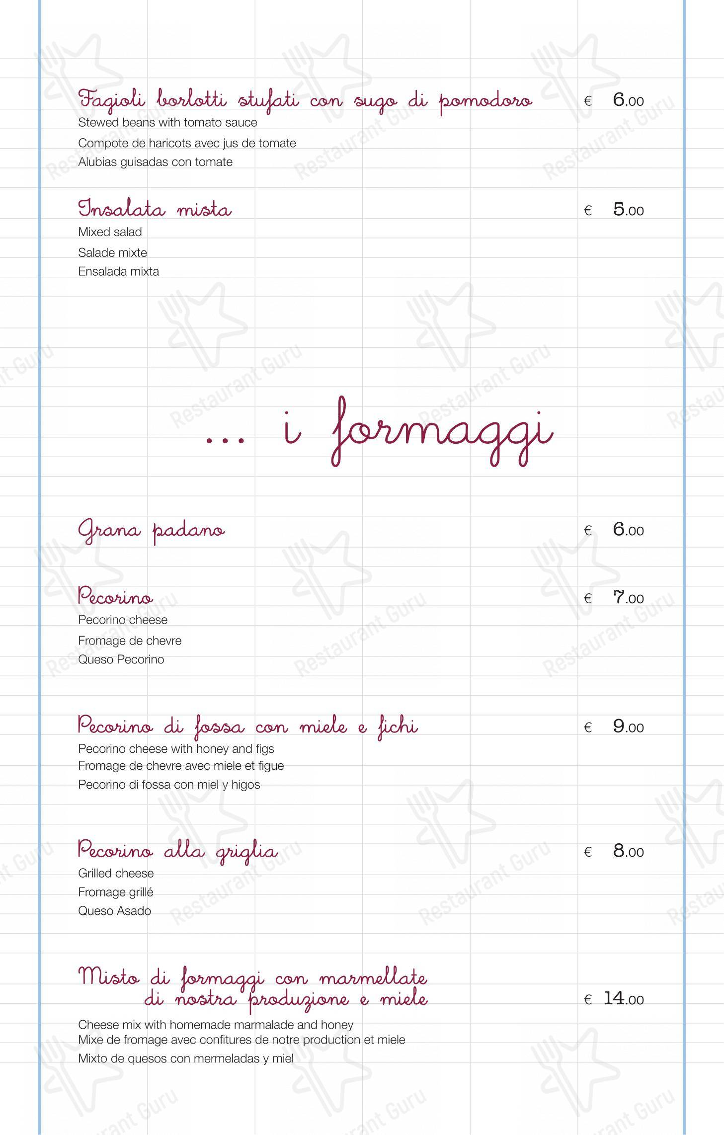 Marianaza in Faenza - Menu