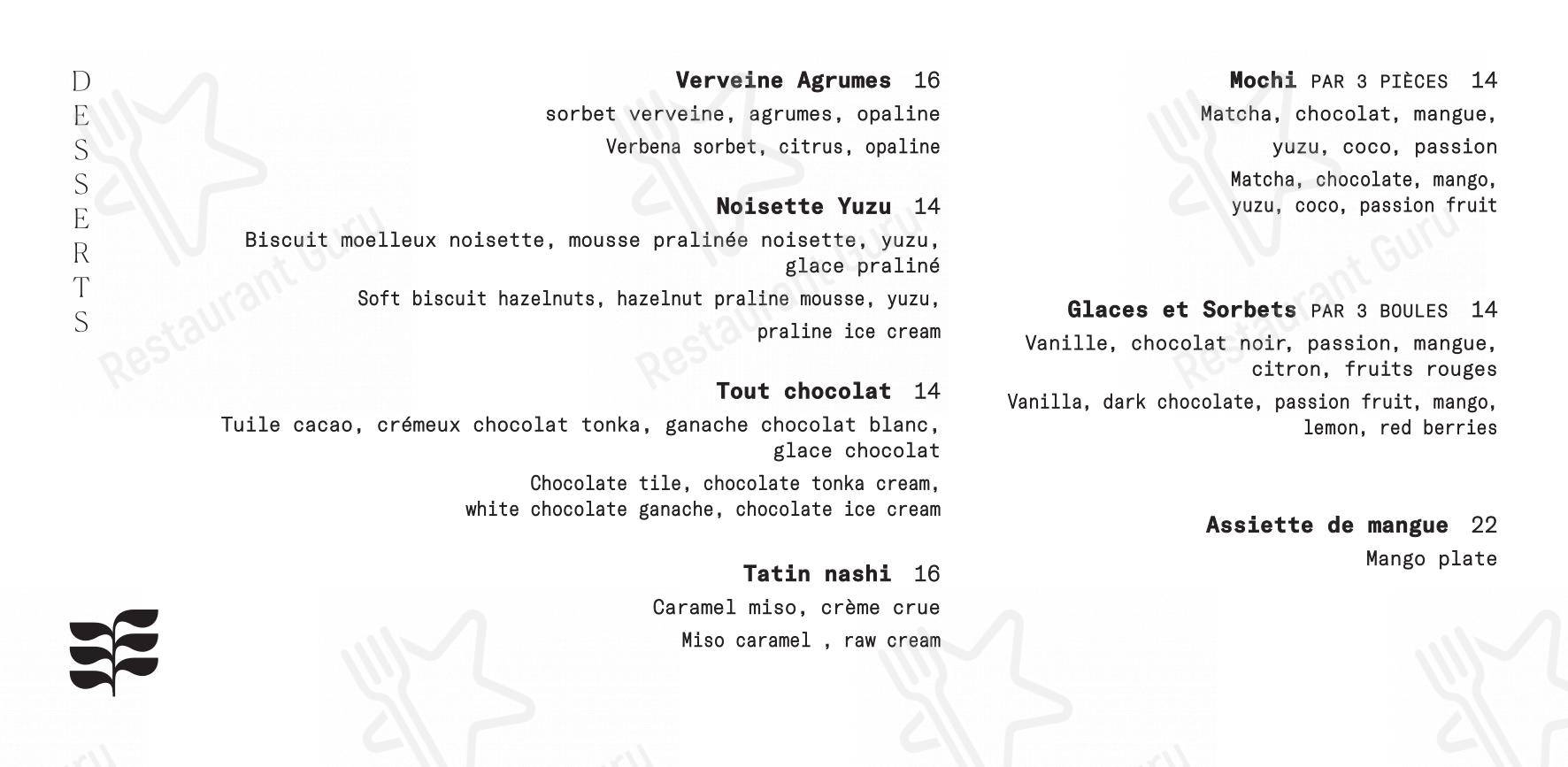 Menu pour Mun restaurant