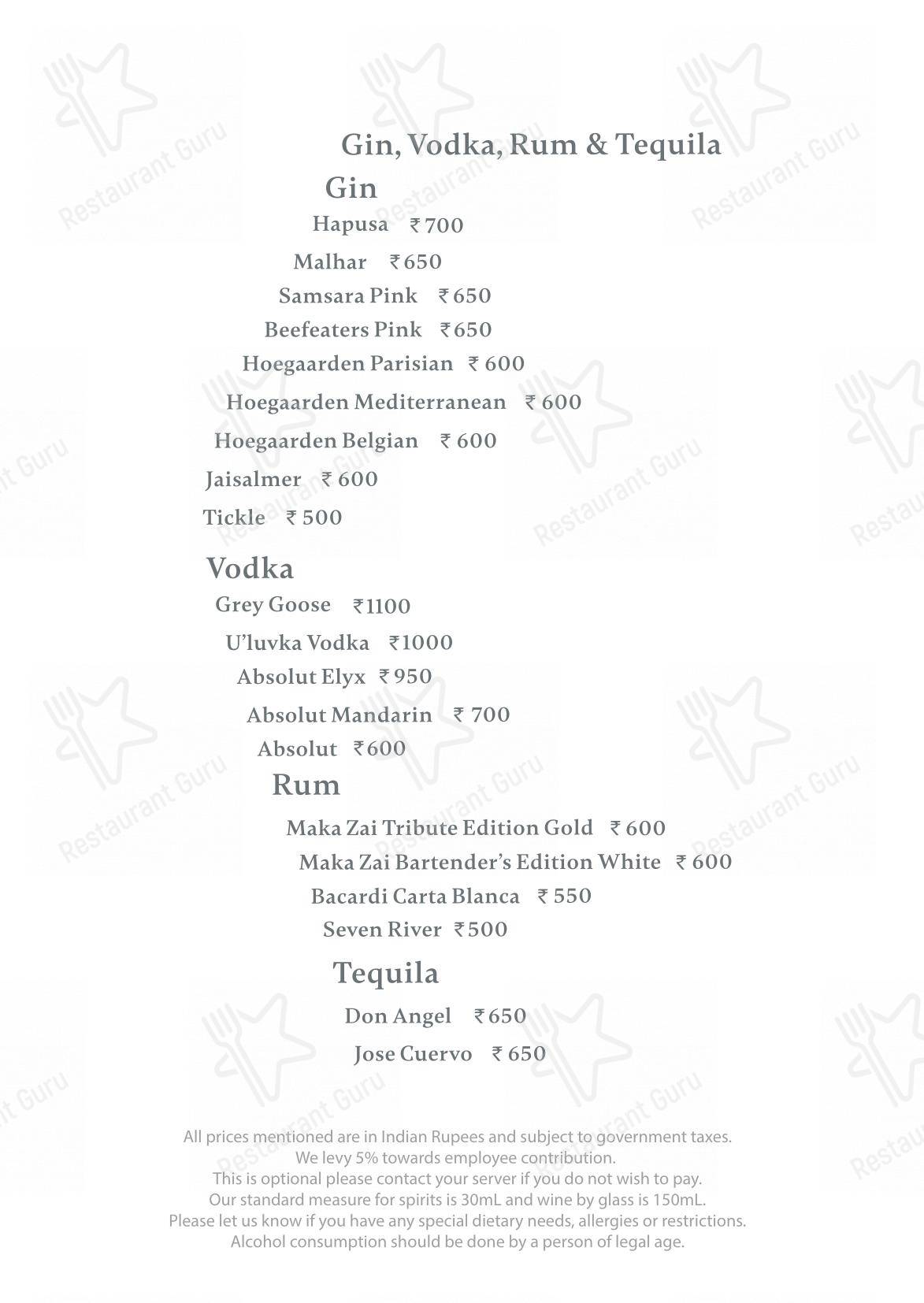Wine Menu for Neer in Bengaluru
