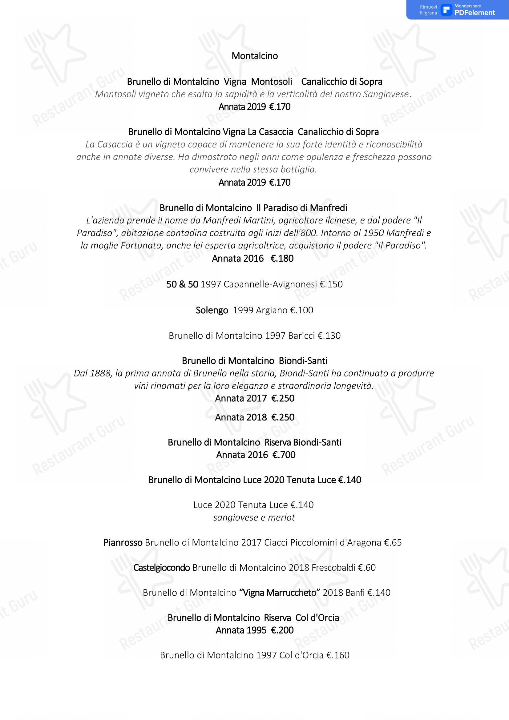 Menu di Osteria Don Abbondio - 菜单