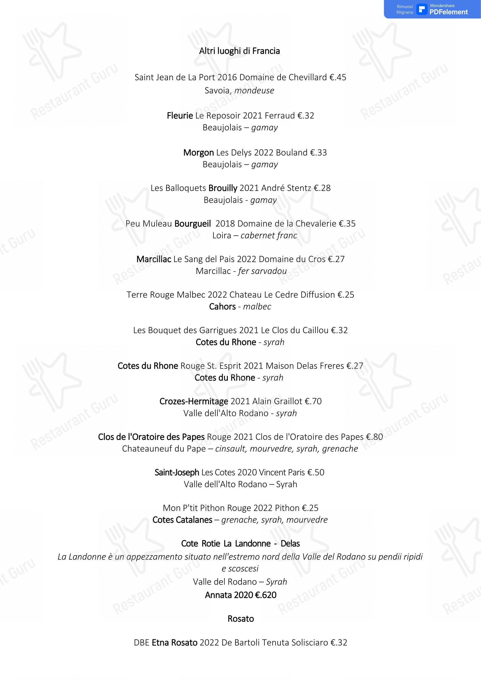 菜单 per Osteria Don Abbondio in Forli