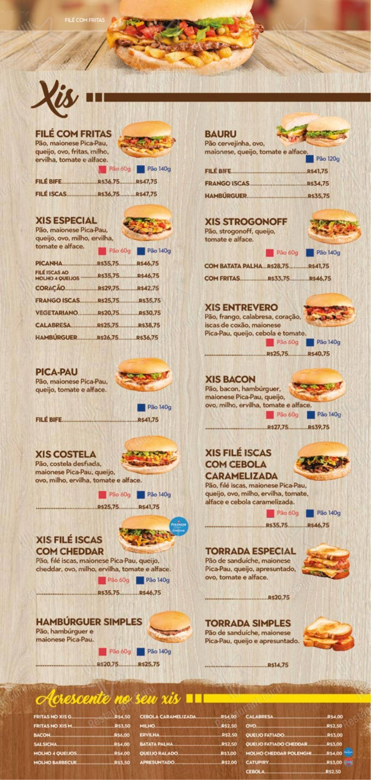 Pica-Pau Lanches - Menu