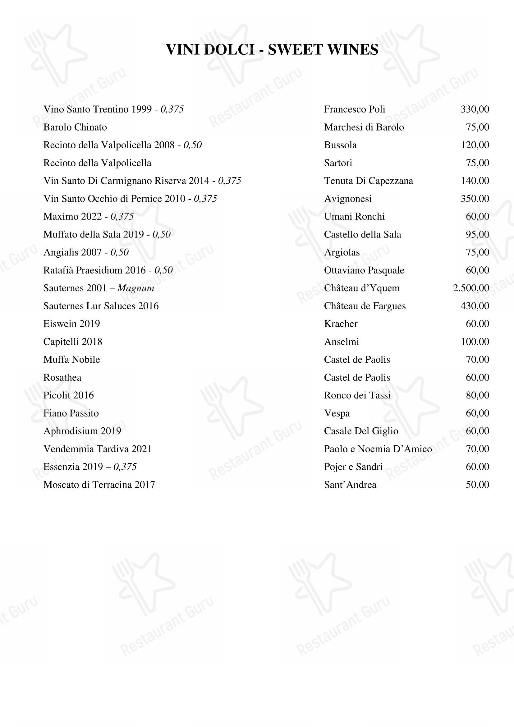 Pipero Roma in Roma - Menu bar