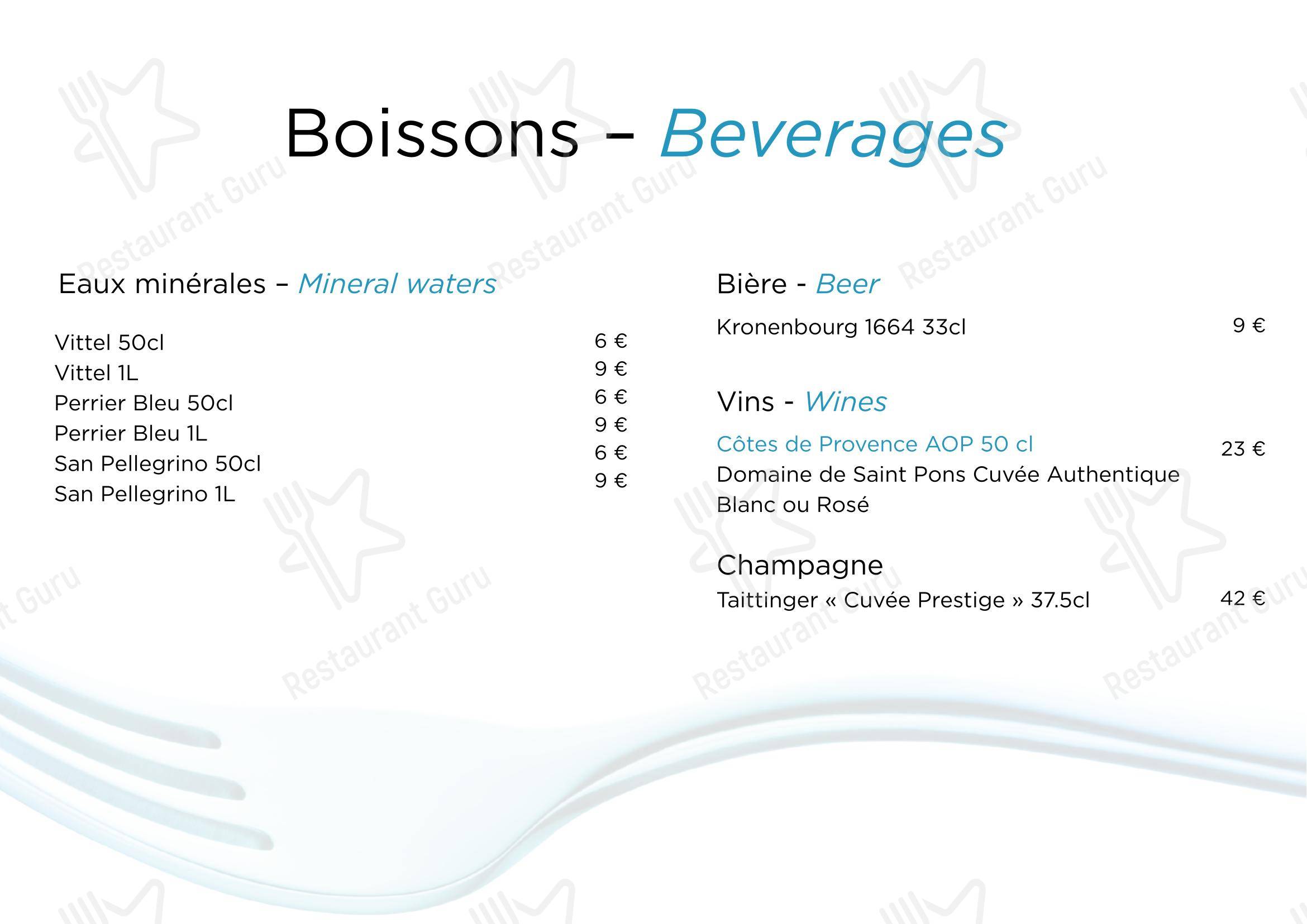 Menu pour Restaurant Le Duc - Nice - repas et boissons