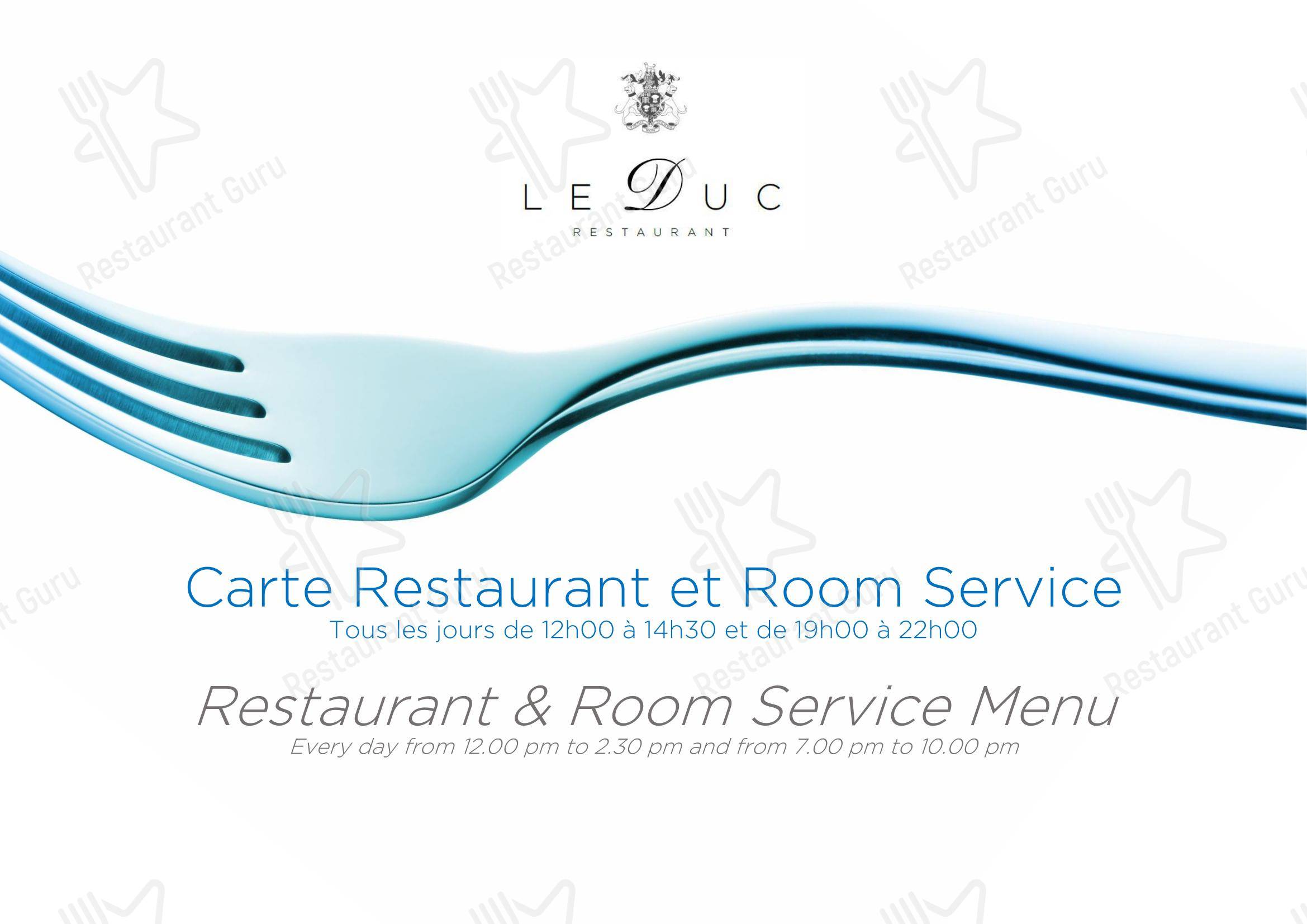 Restaurant Le Duc - Nice dans Nice - Основное меню