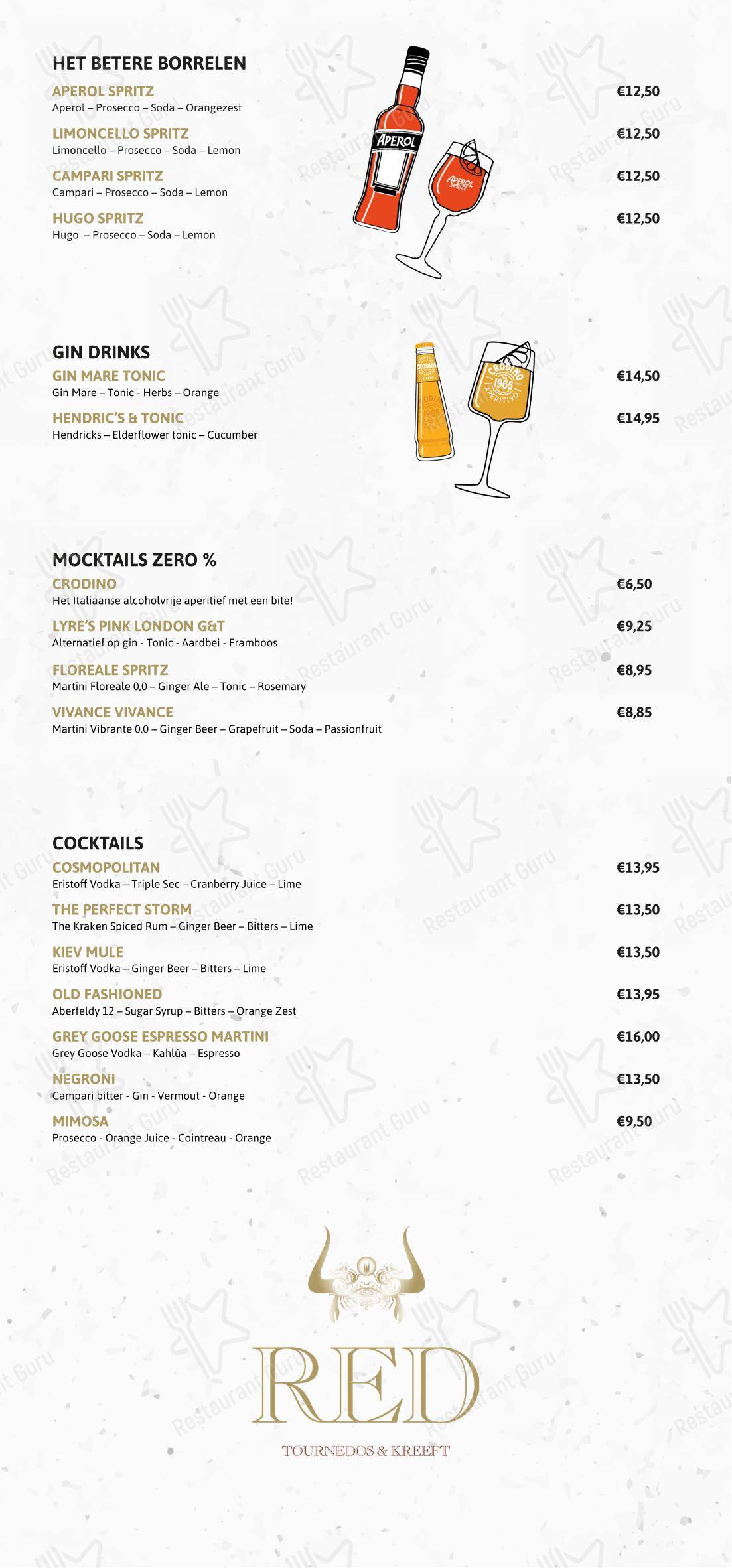 Catering Menu pour Restaurant Red restaurant à viande