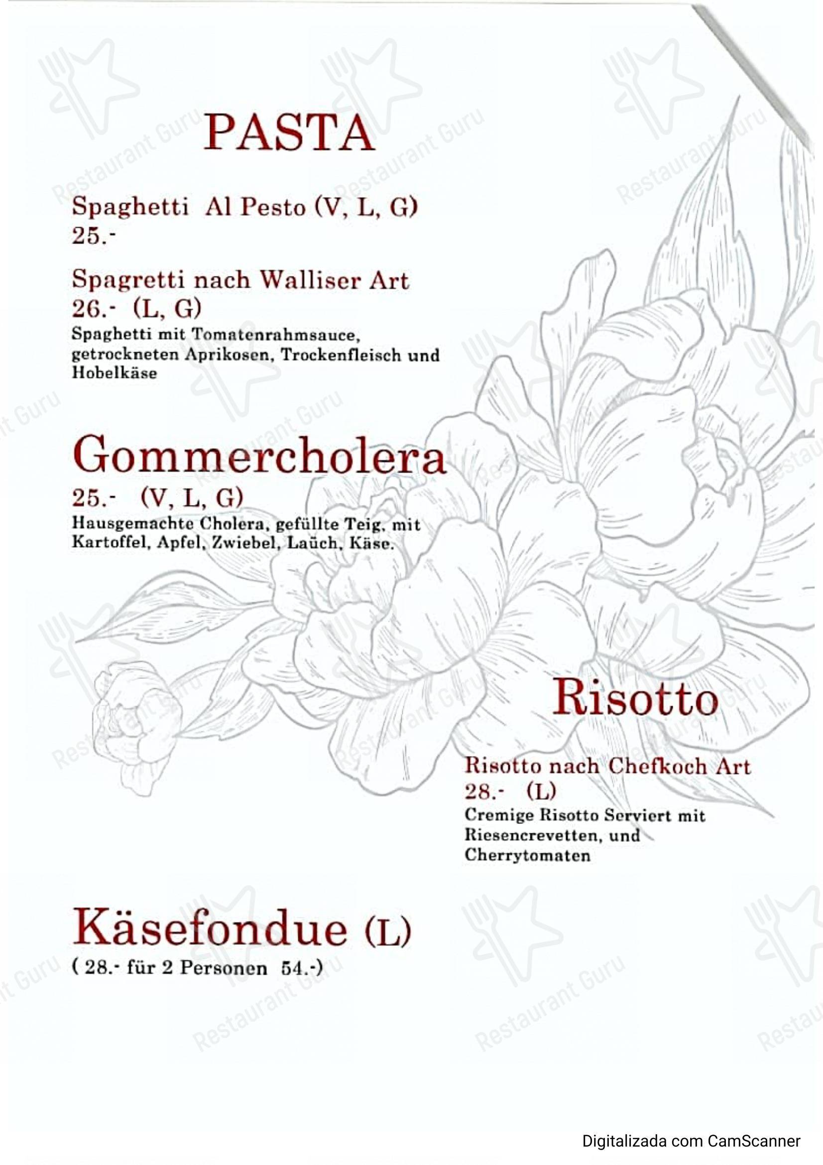 Menu pour Restaurant Source du Rhone restaurant