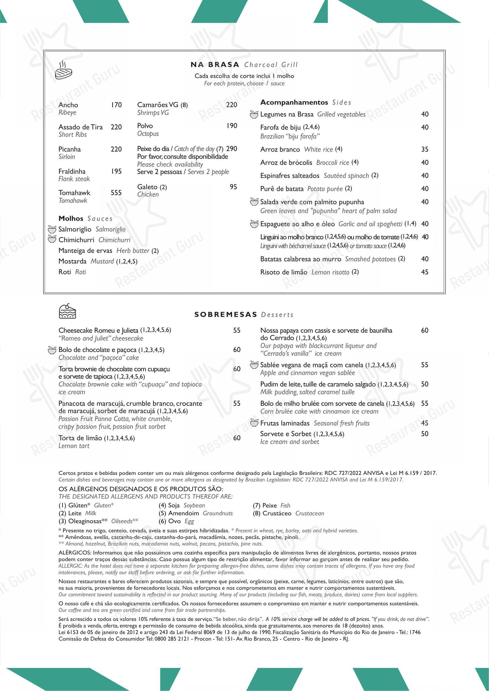 Menu para Restaurante Mee - (Copacabana Palace) restaurante