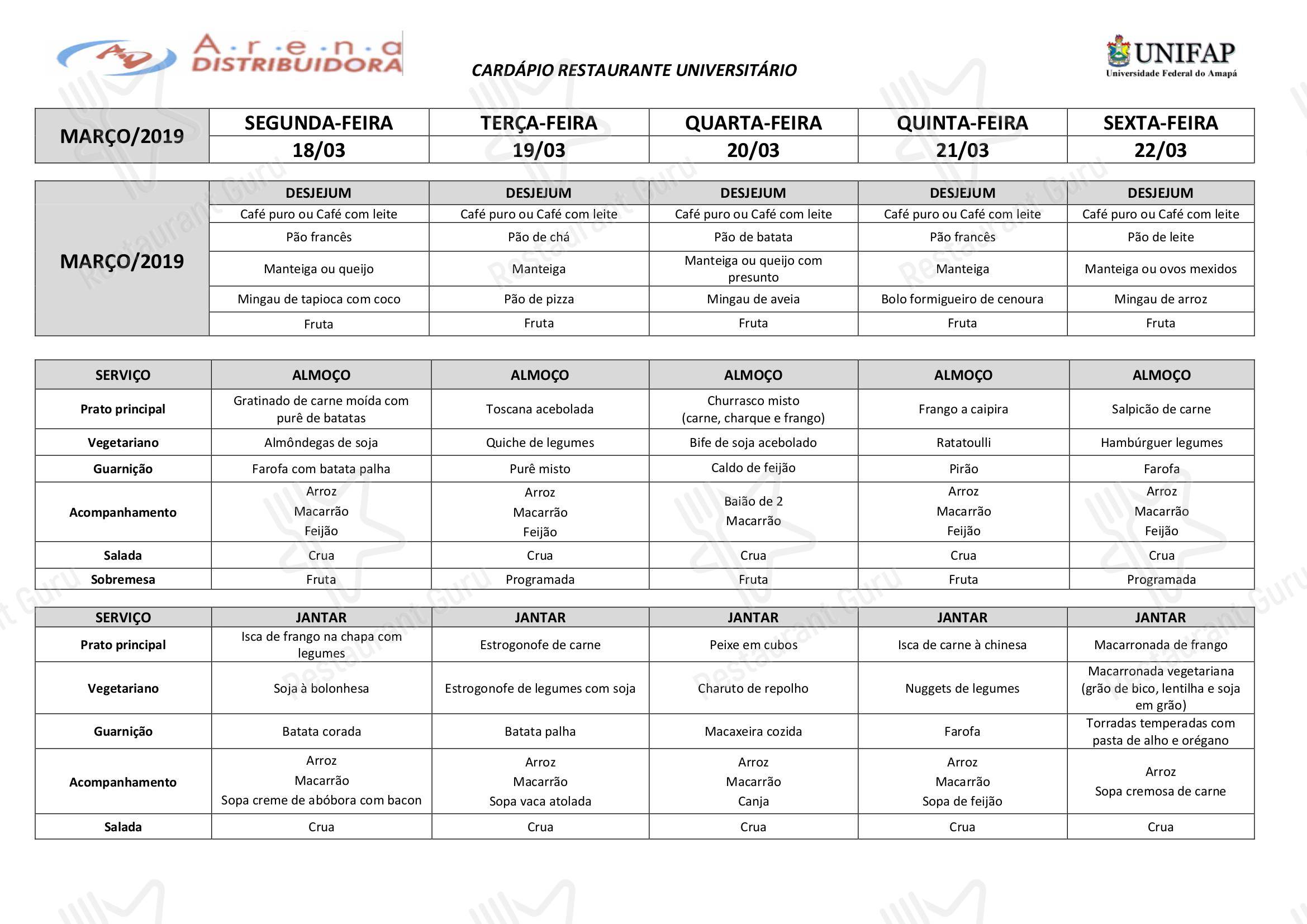 Restaurante Universitário - UNIFAP - Christmas Dinner Menu