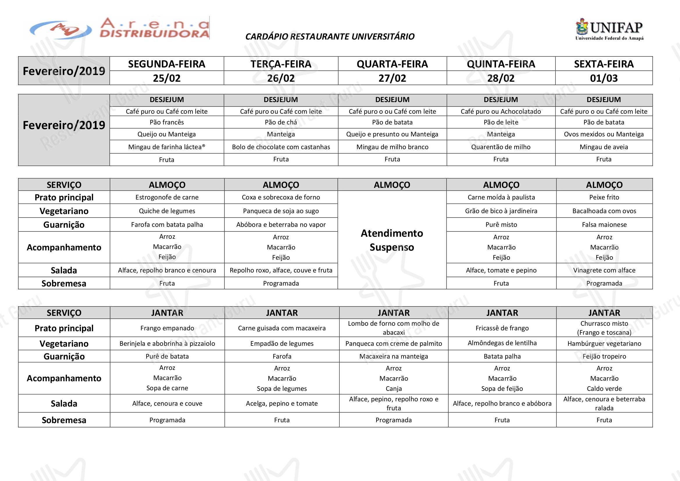 Restaurante Universitário - UNIFAP - Our Drink Menu