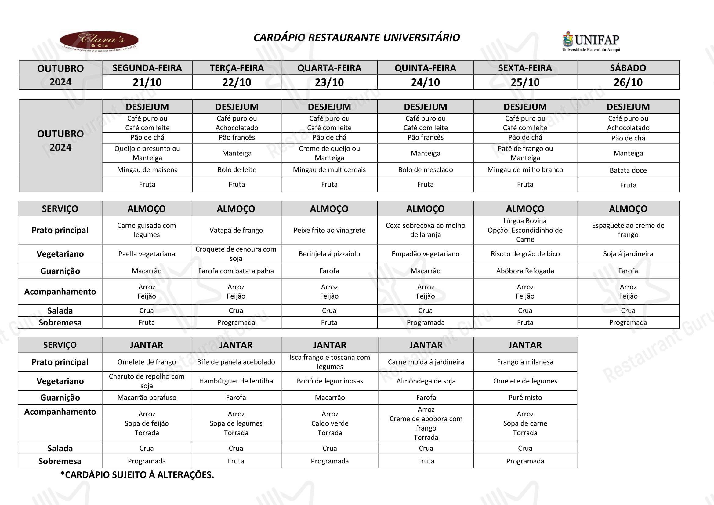 Christmas Menu para Restaurante Universitário - UNIFAP restaurante