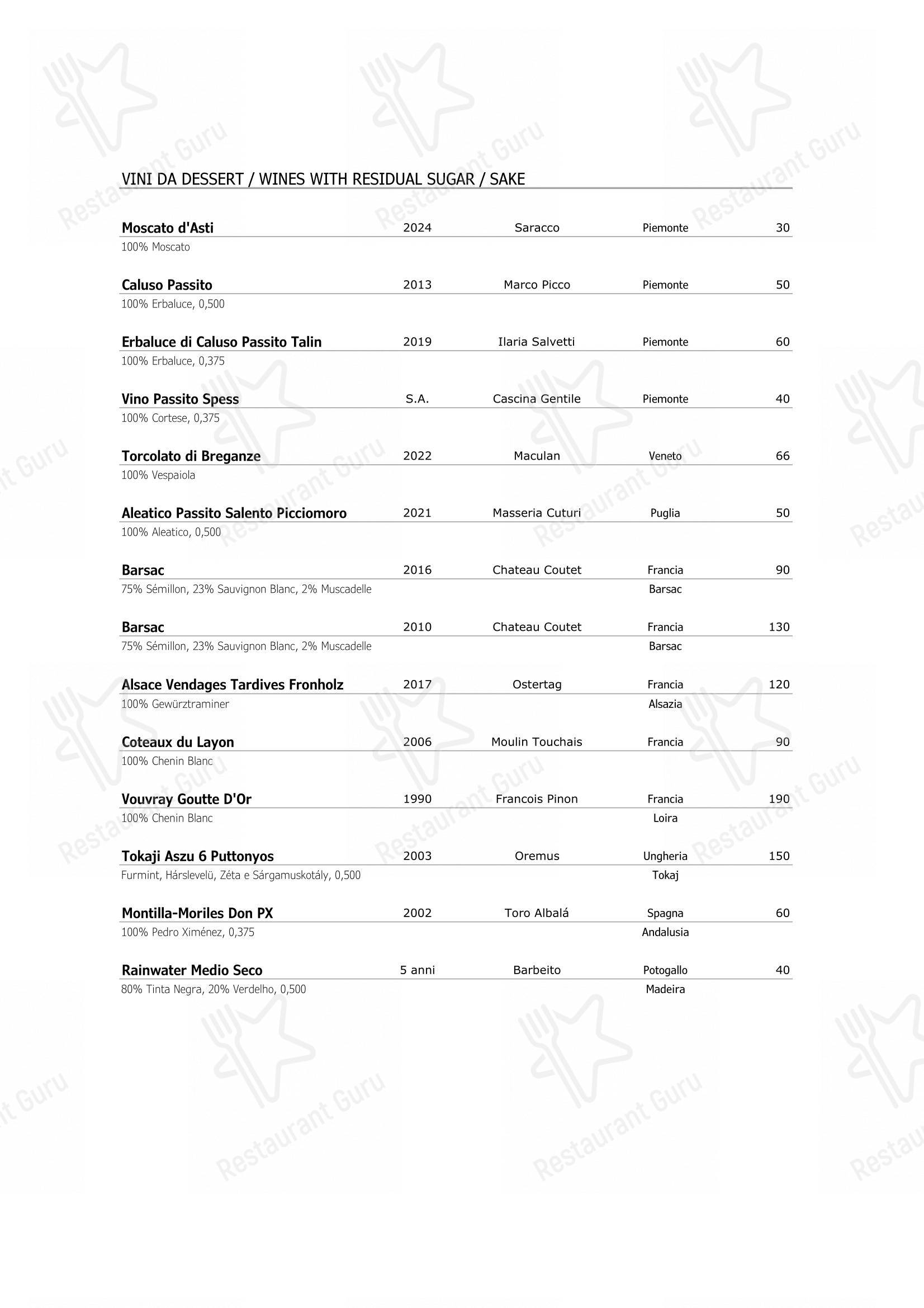 Ristorante Opera in Torino - Wine Menu